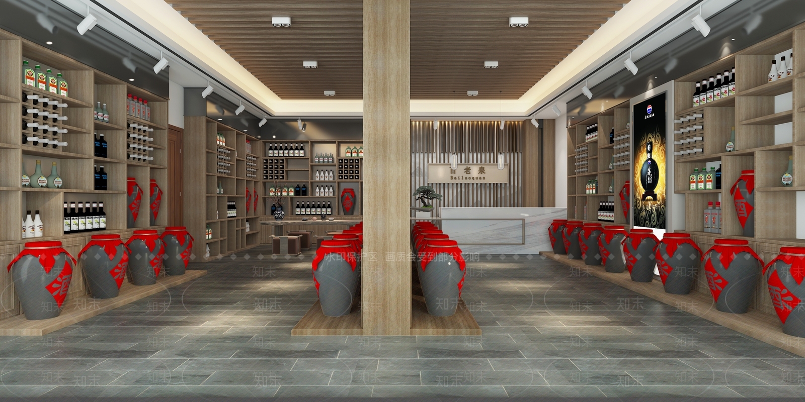 新中式烟酒店3D模型下载【ID:1106357577】