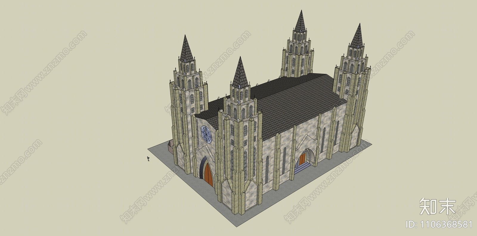 古典教堂建筑SU模型下载【ID:1106368581】