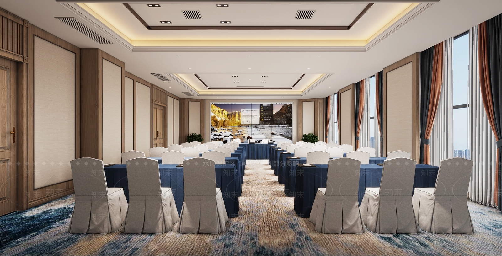 现代酒店会议室3D模型下载【ID:1106374021】