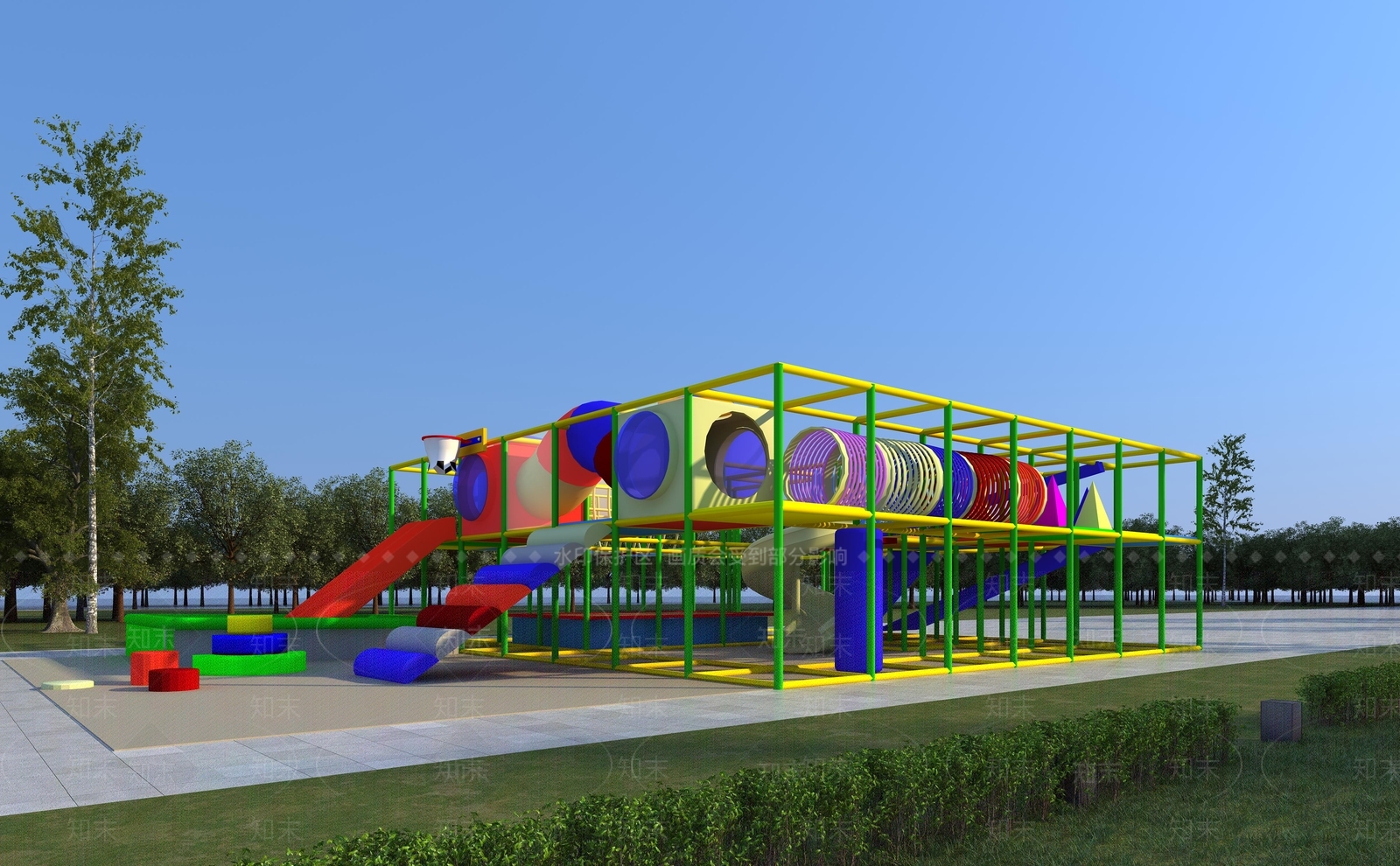 现代儿童滑梯3D模型下载【ID:1106410153】