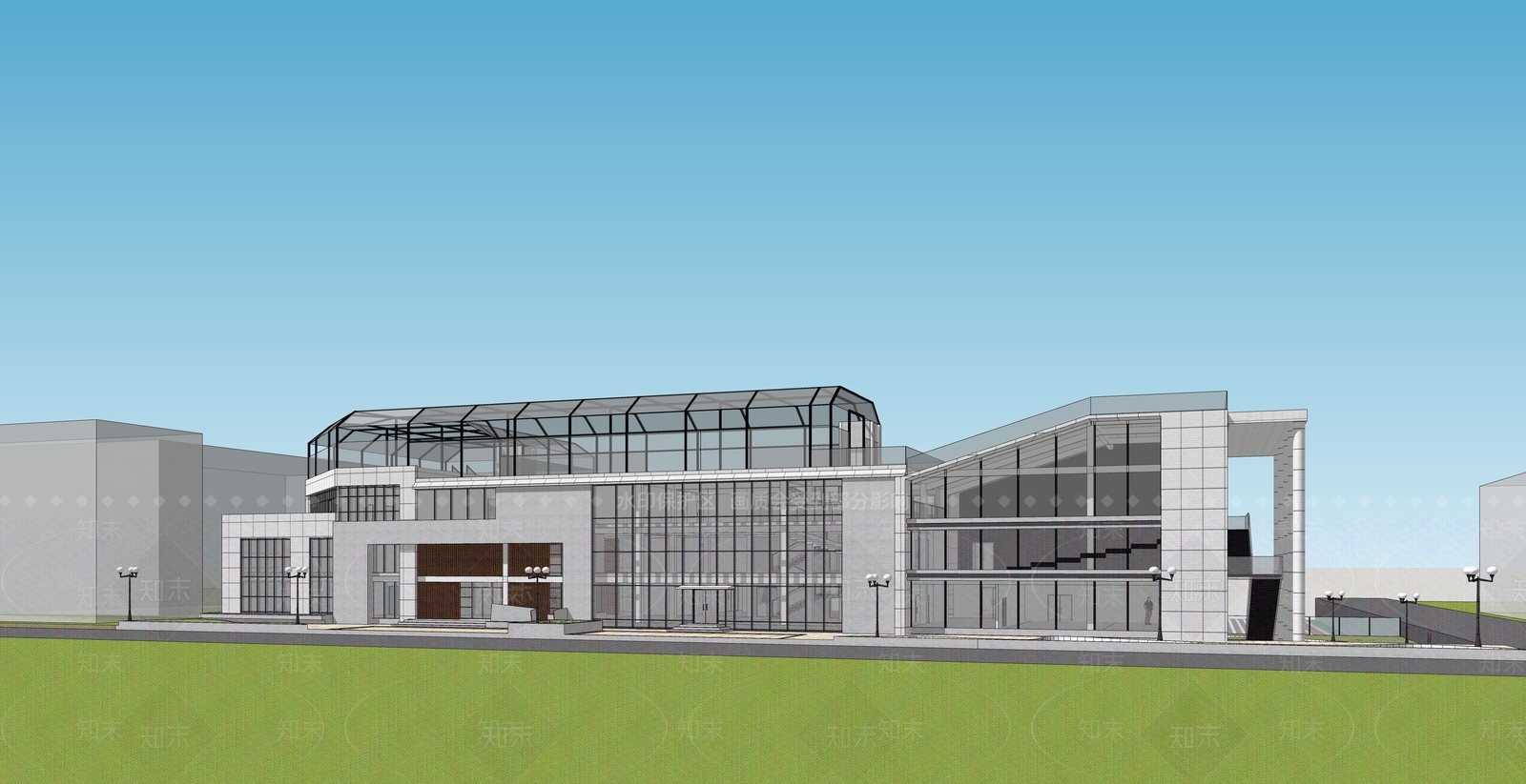 现代医院建筑SU模型下载【ID:1106388623】