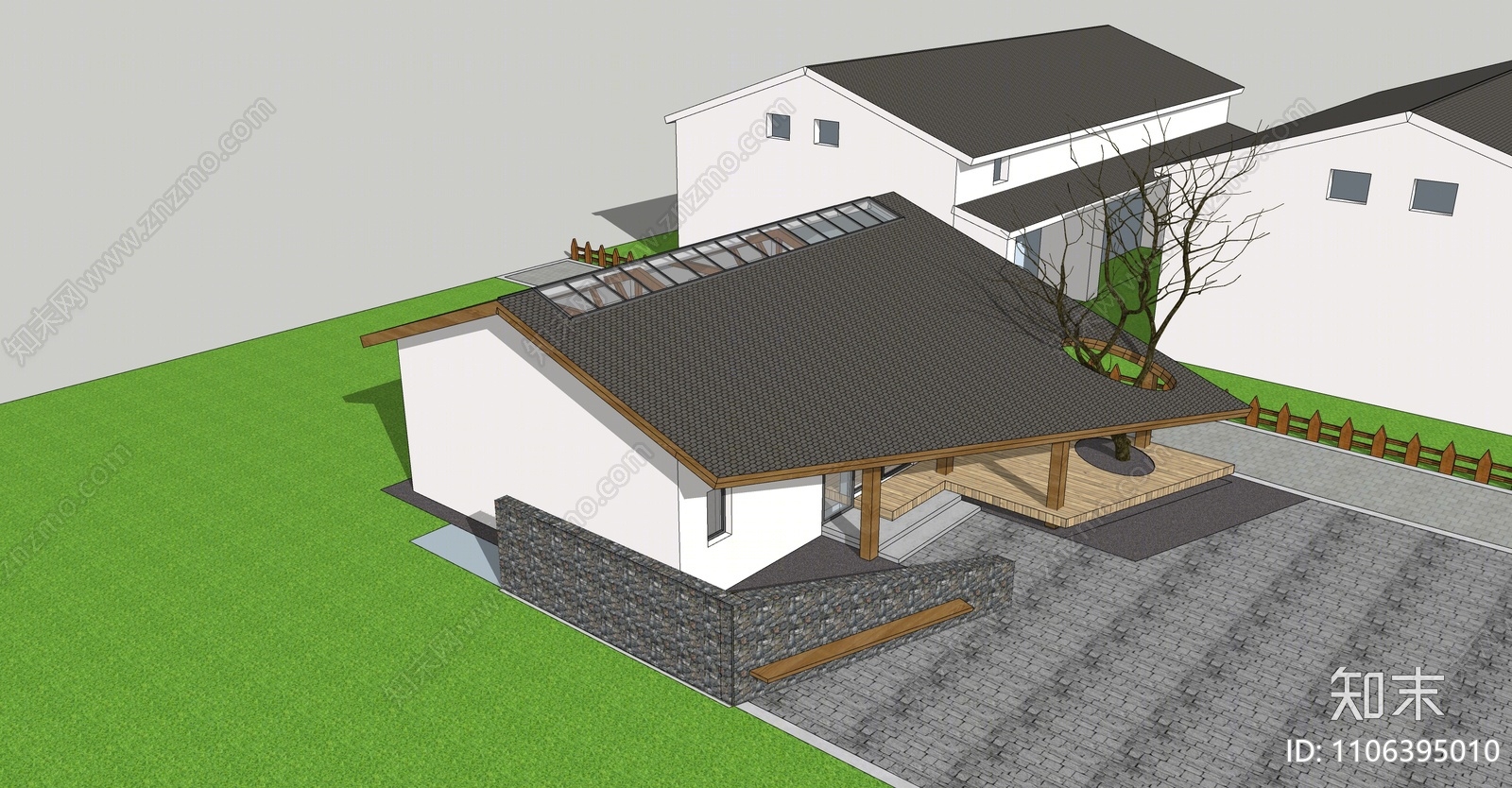 新中式乡村民房SU模型下载【ID:1106395010】