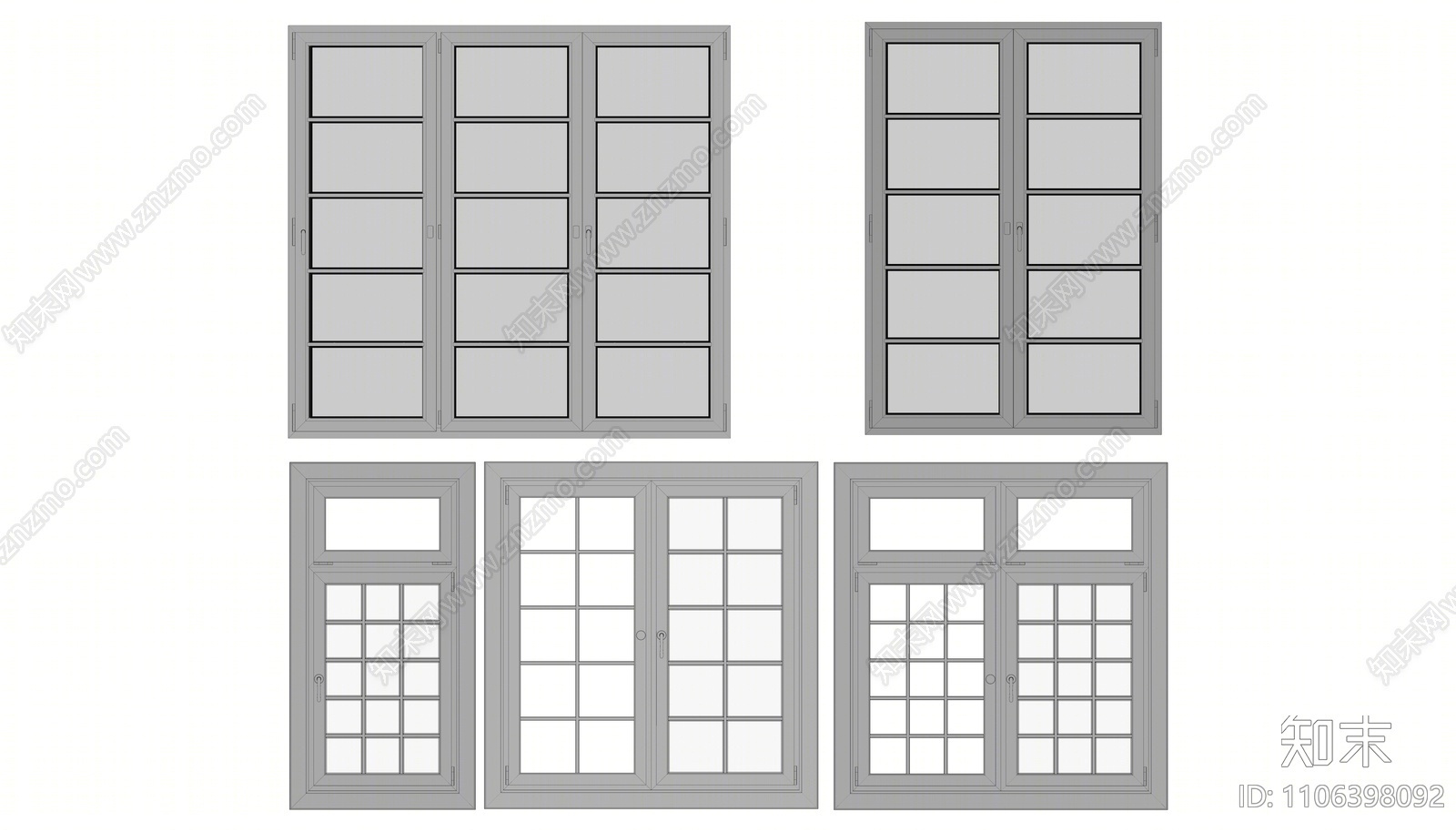 现代窗户组合SU模型下载【ID:1106398092】