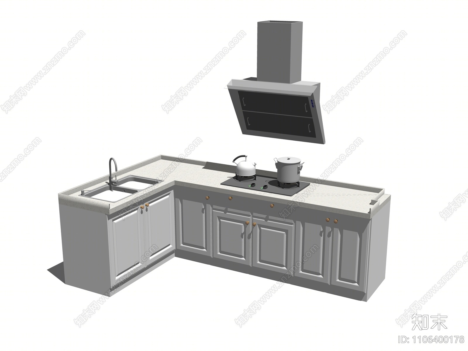 现代厨房台面SU模型下载【ID:1106400178】