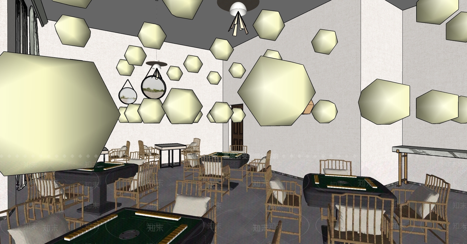 现代棋牌室SU模型下载【ID:1106412711】