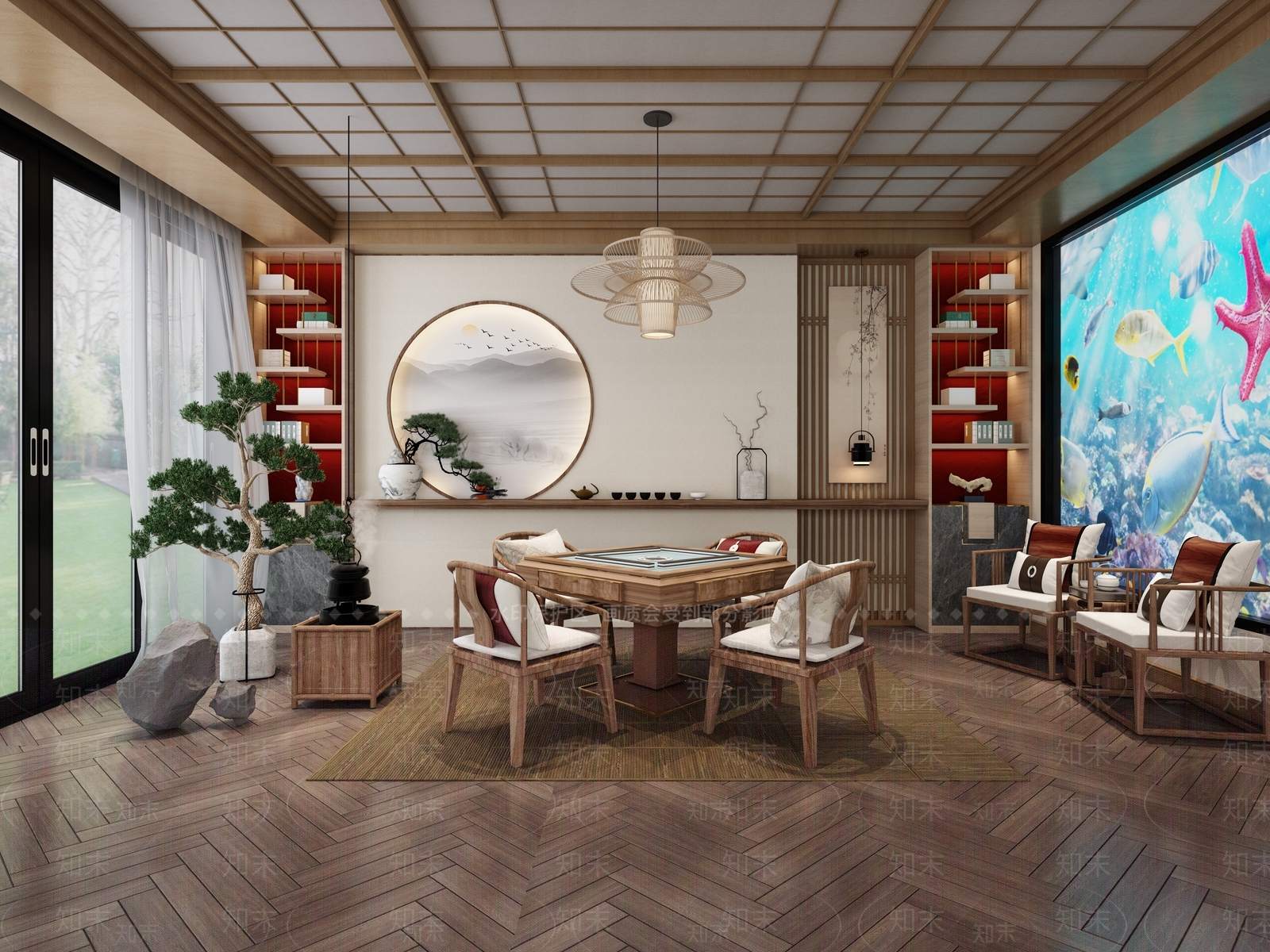 新中式棋牌室3D模型下载【ID:1106416090】