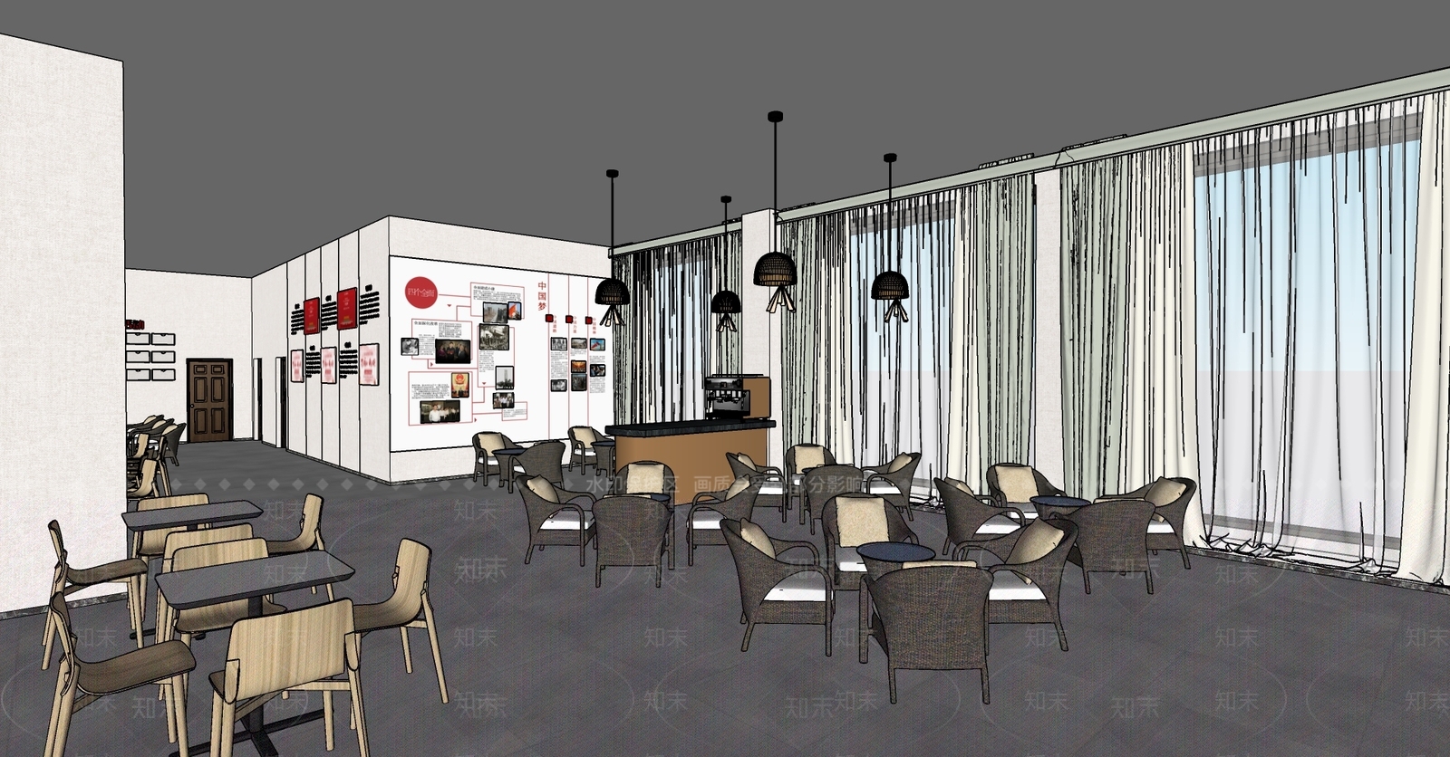 现代党建公共休息区SU模型下载【ID:1106417860】