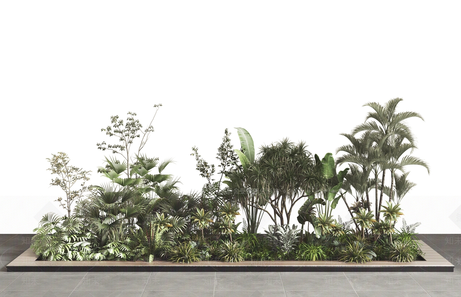 现代植物堆3D模型下载【ID:1106428032】