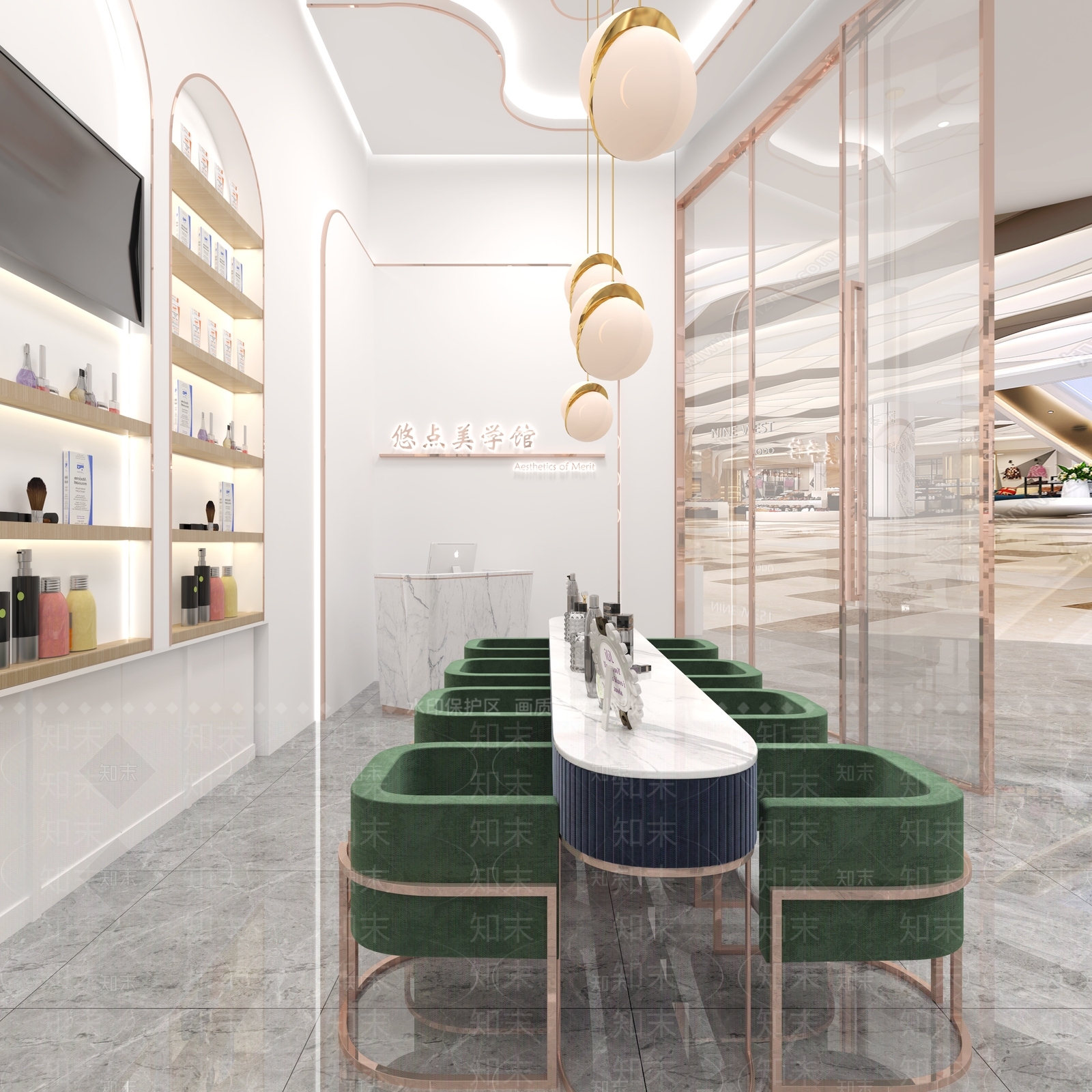 现代美甲店3D模型下载【ID:1106428372】