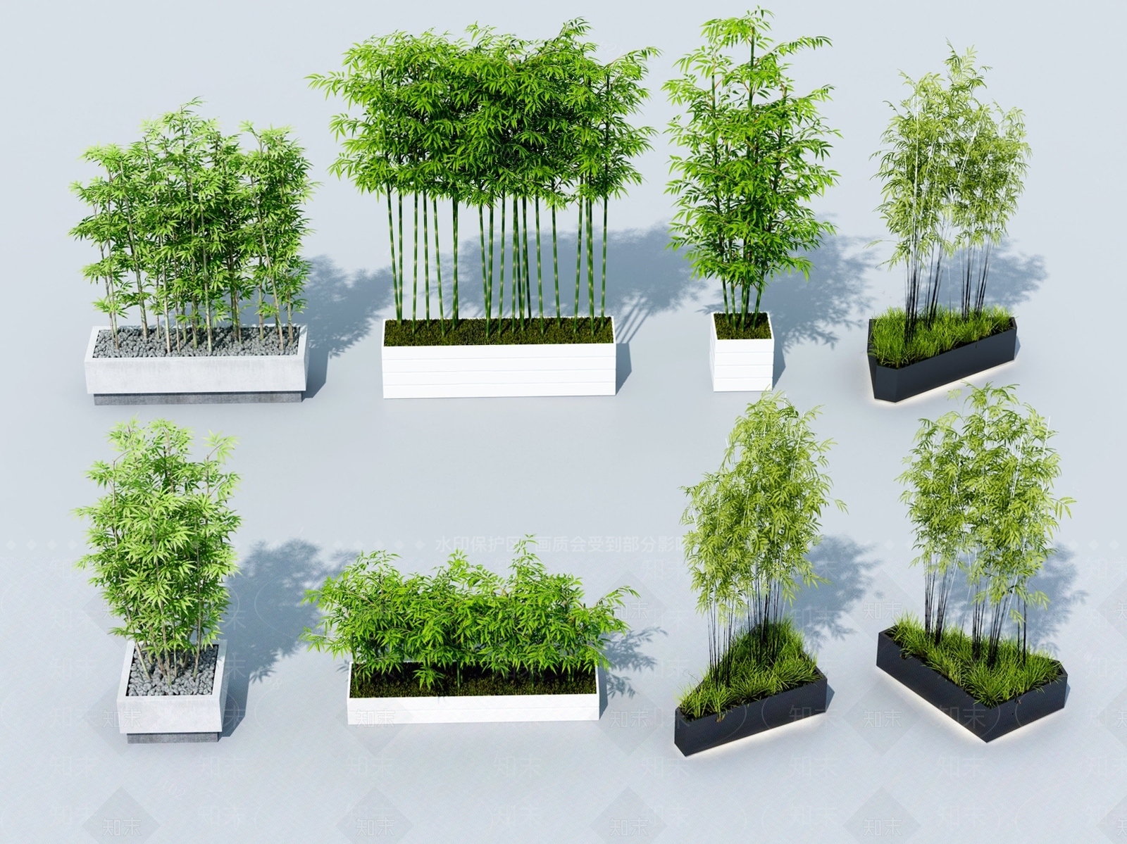 现代竹子su模型下载