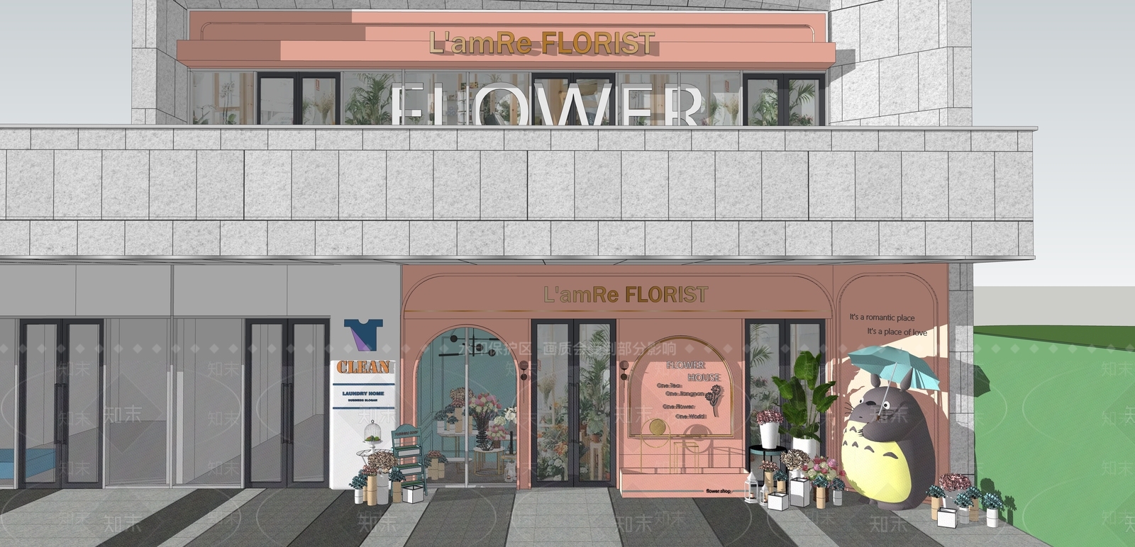 现代花店门面SU模型下载【ID:1106463652】