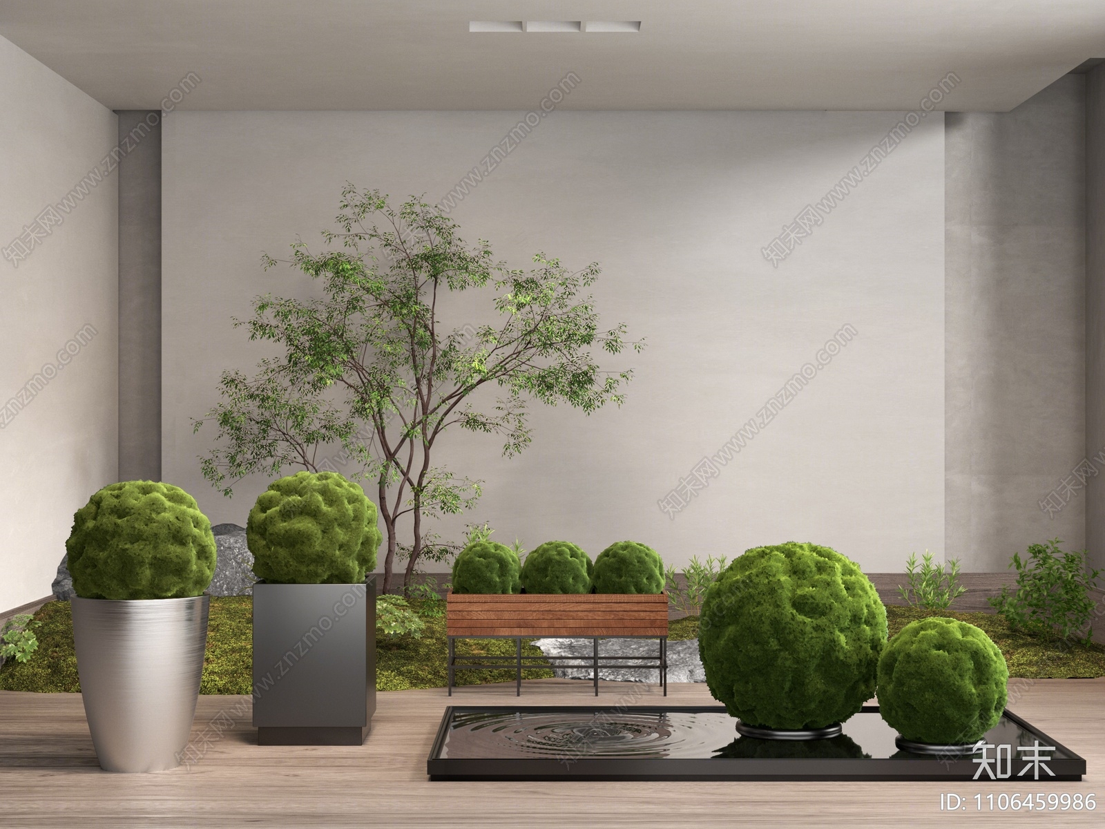 现代植物球盆栽3D模型下载【ID:1106459986】