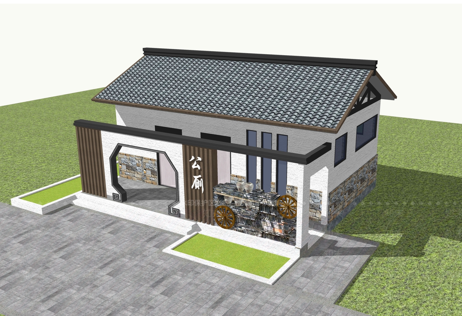 中式公共厕所SU模型下载【ID:1106467122】