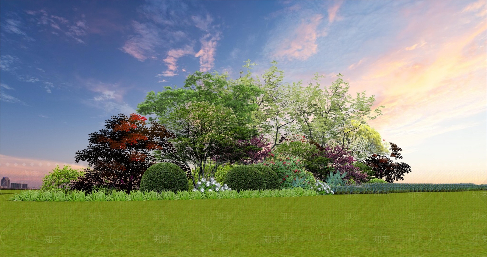 现代2D植物灌木丛组合SU模型下载【ID:1106468376】