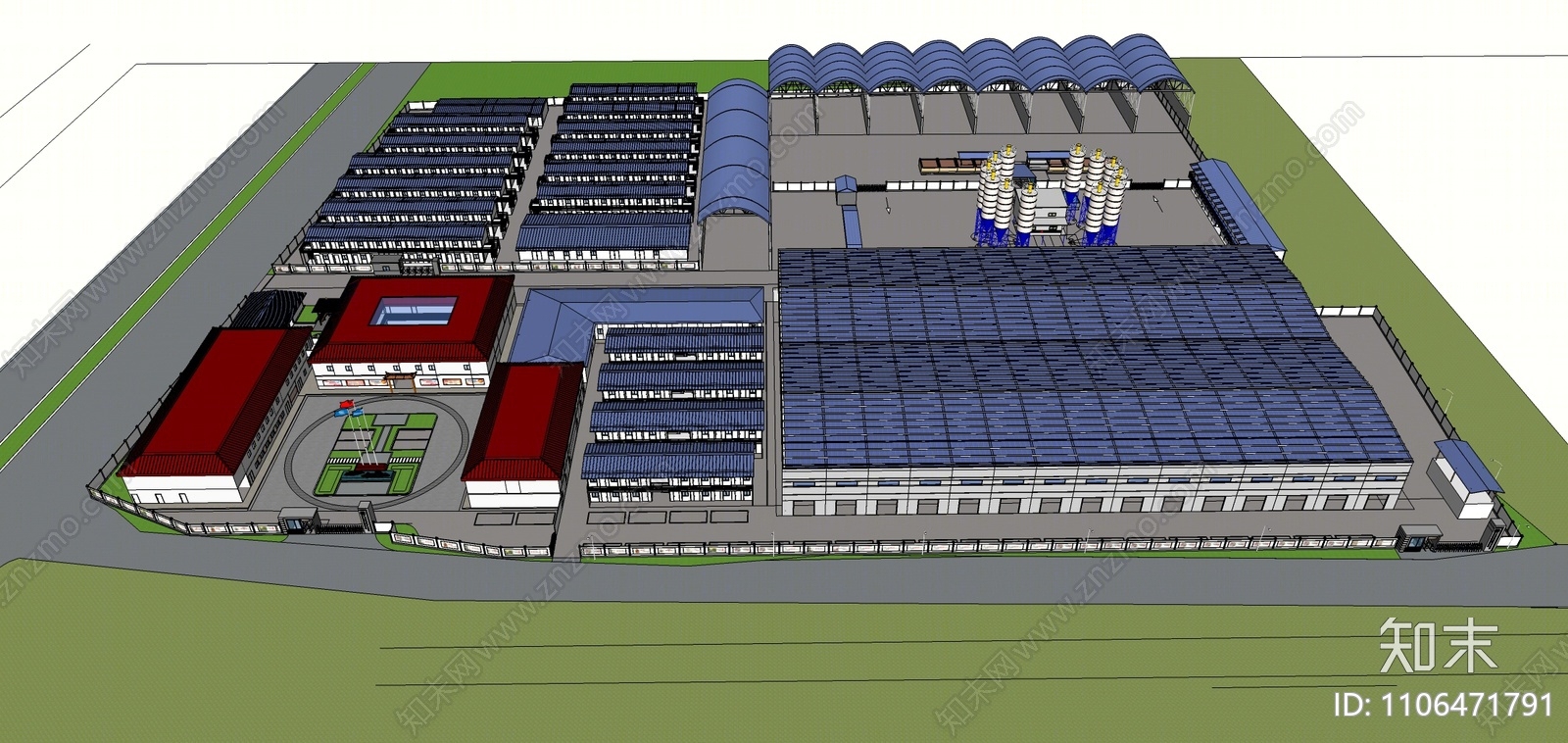 现代厂房SU模型下载【ID:1106471791】