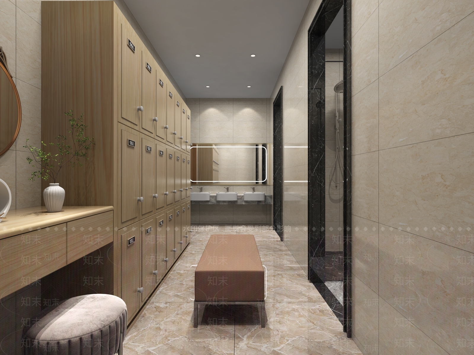 现代健身房更衣室3D模型下载【ID:1106471923】