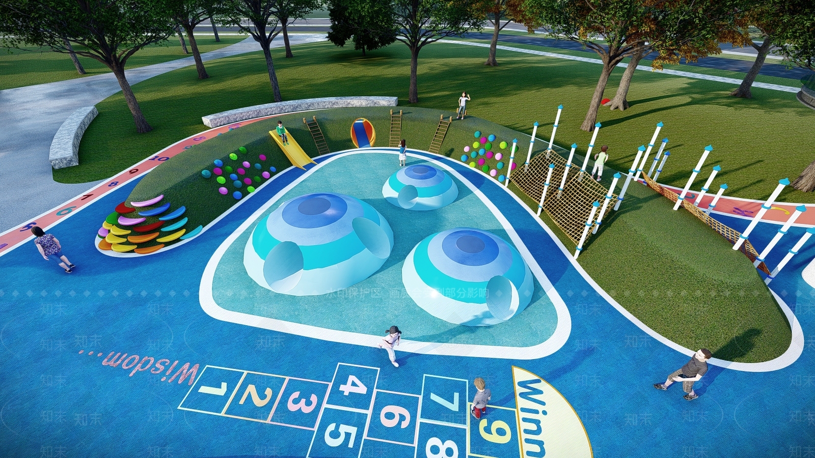 现代儿童游乐区SU模型下载【ID:1106472635】