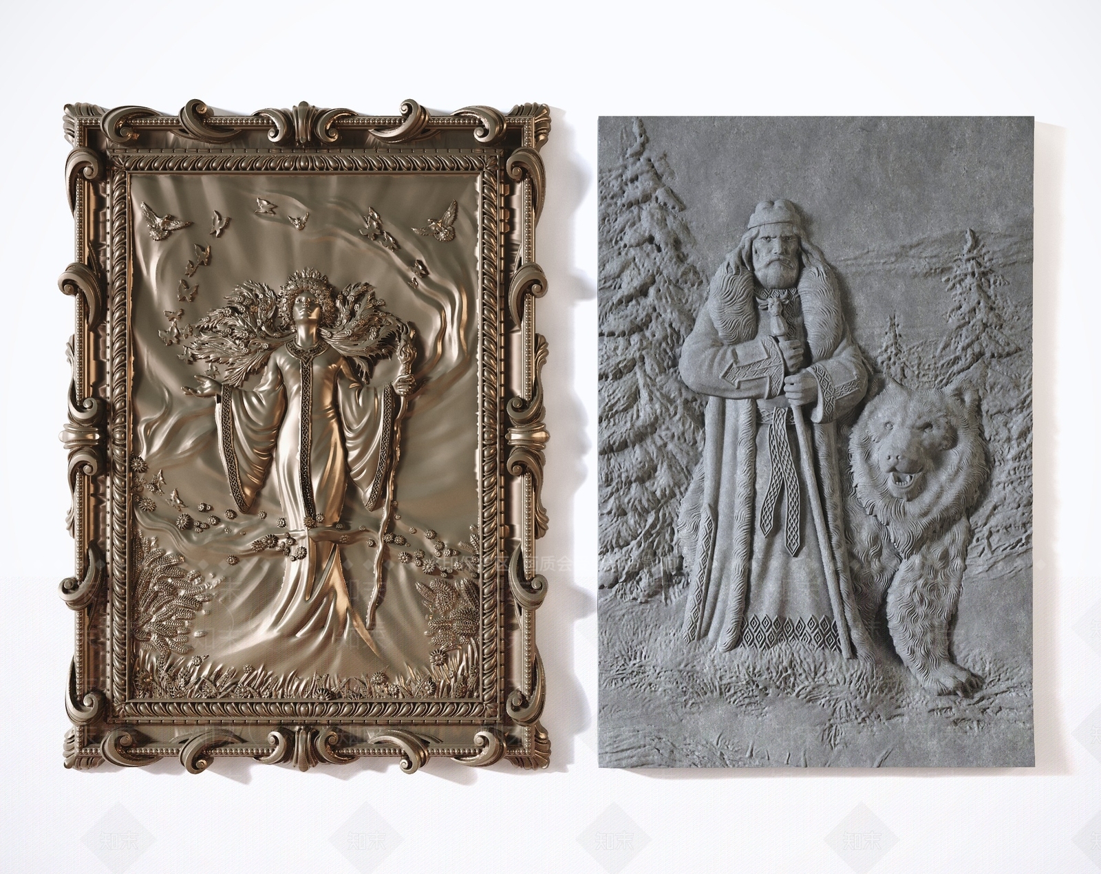 欧式古典浮雕墙饰3D模型下载【ID:1106483767】