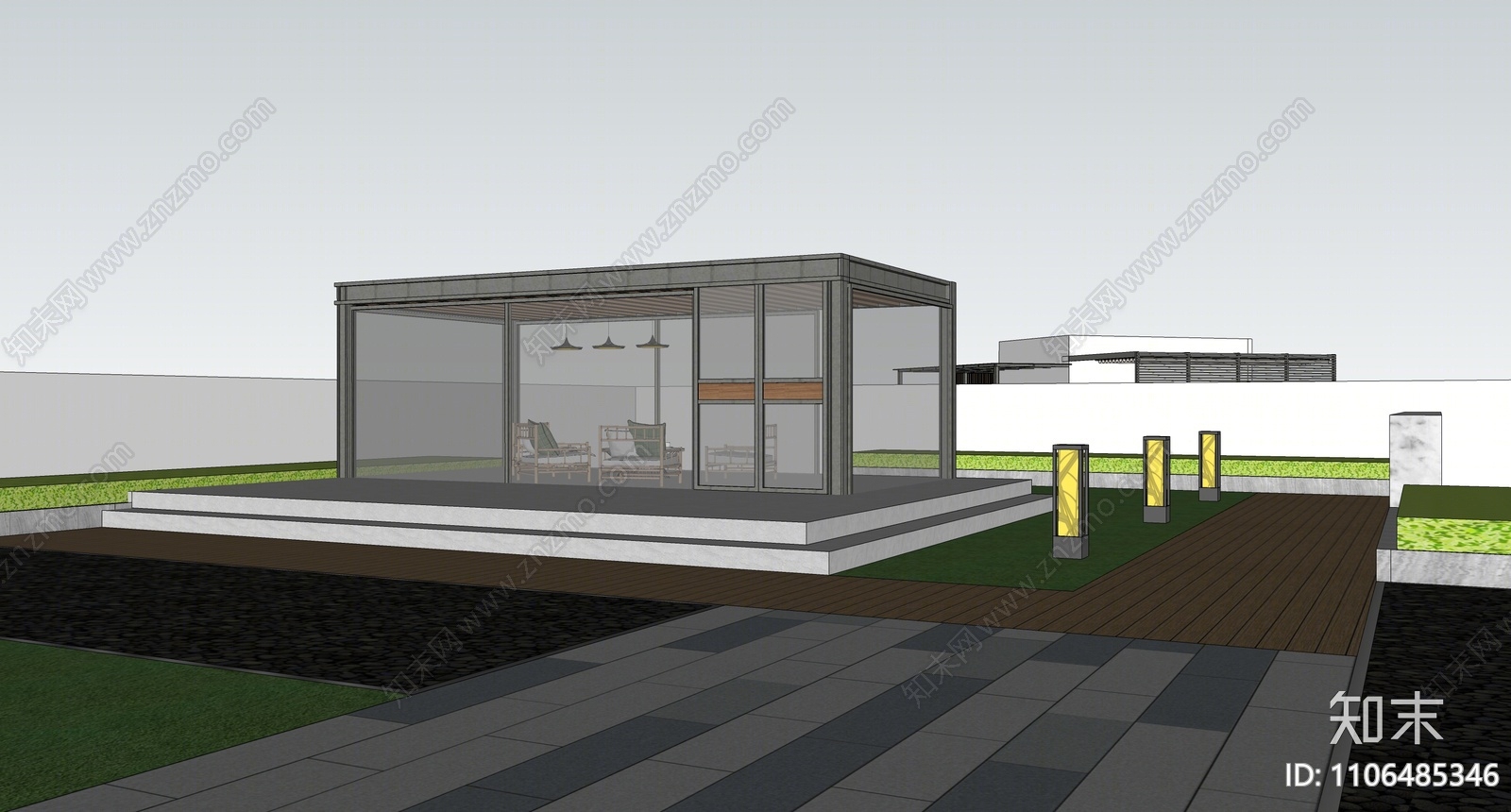现代学校屋顶花园SU模型下载【ID:1106485346】