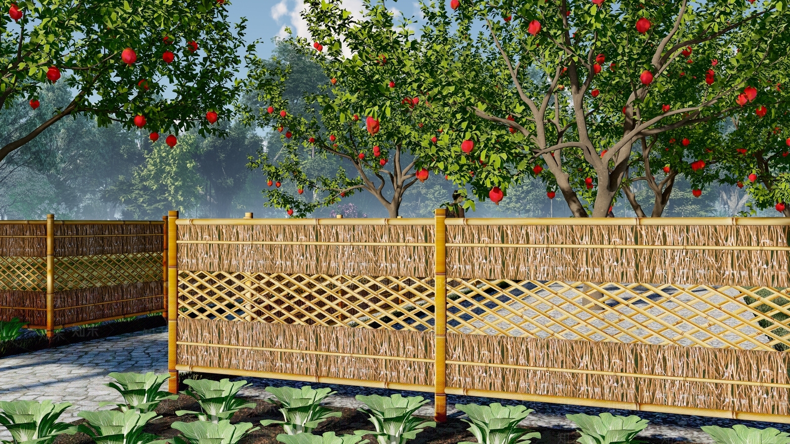 中式景观菜园SU模型下载【ID:1106488342】