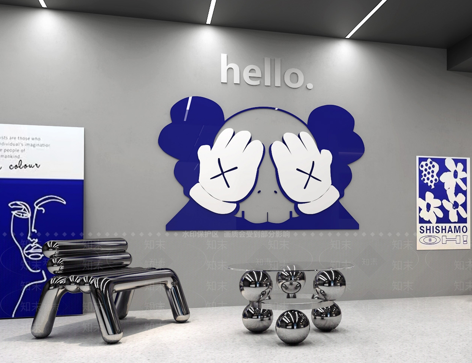 现代椅子茶几组合3D模型下载【ID:1106489985】