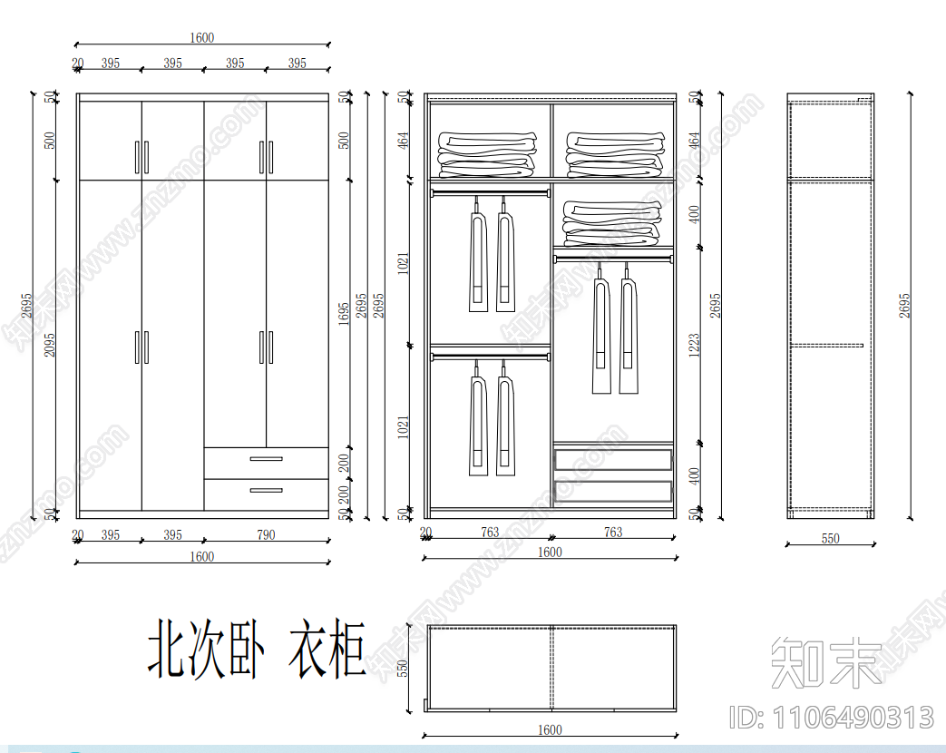 现代极简定制家具cad施工图下载【ID:1106490313】