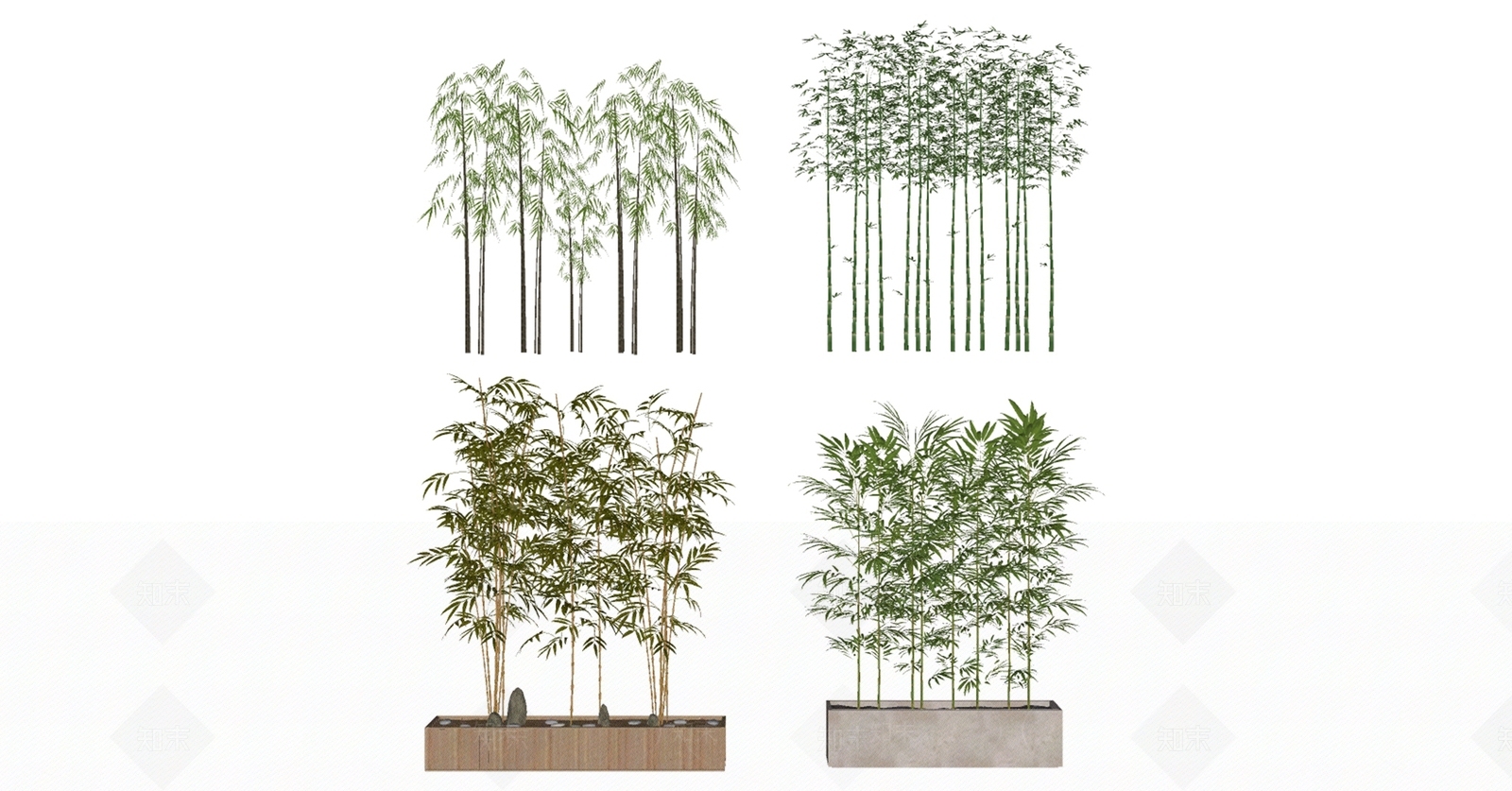 现代景观植物竹子SU模型下载【ID:1106511378】