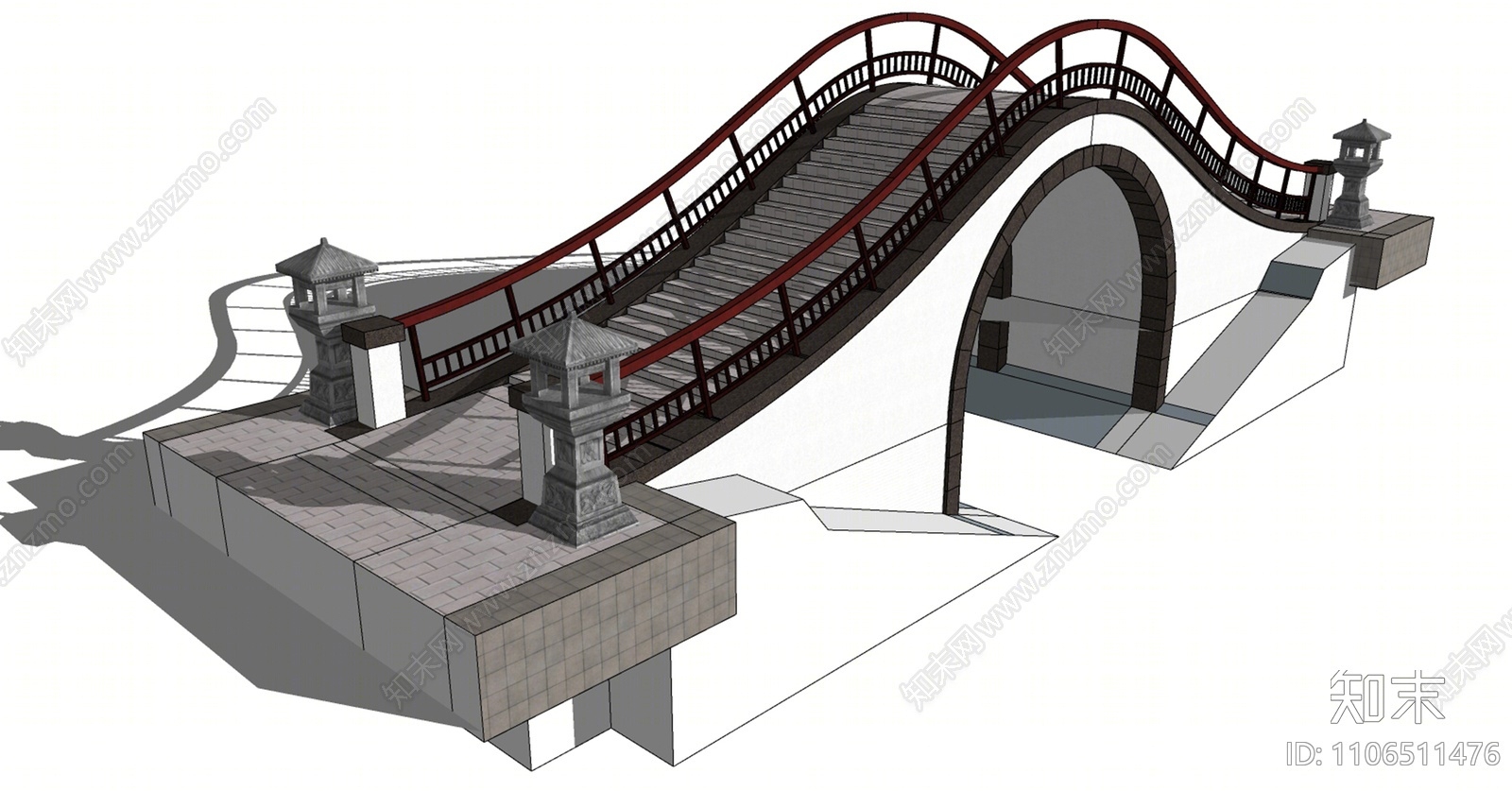 中式景观桥SU模型下载【ID:1106511476】