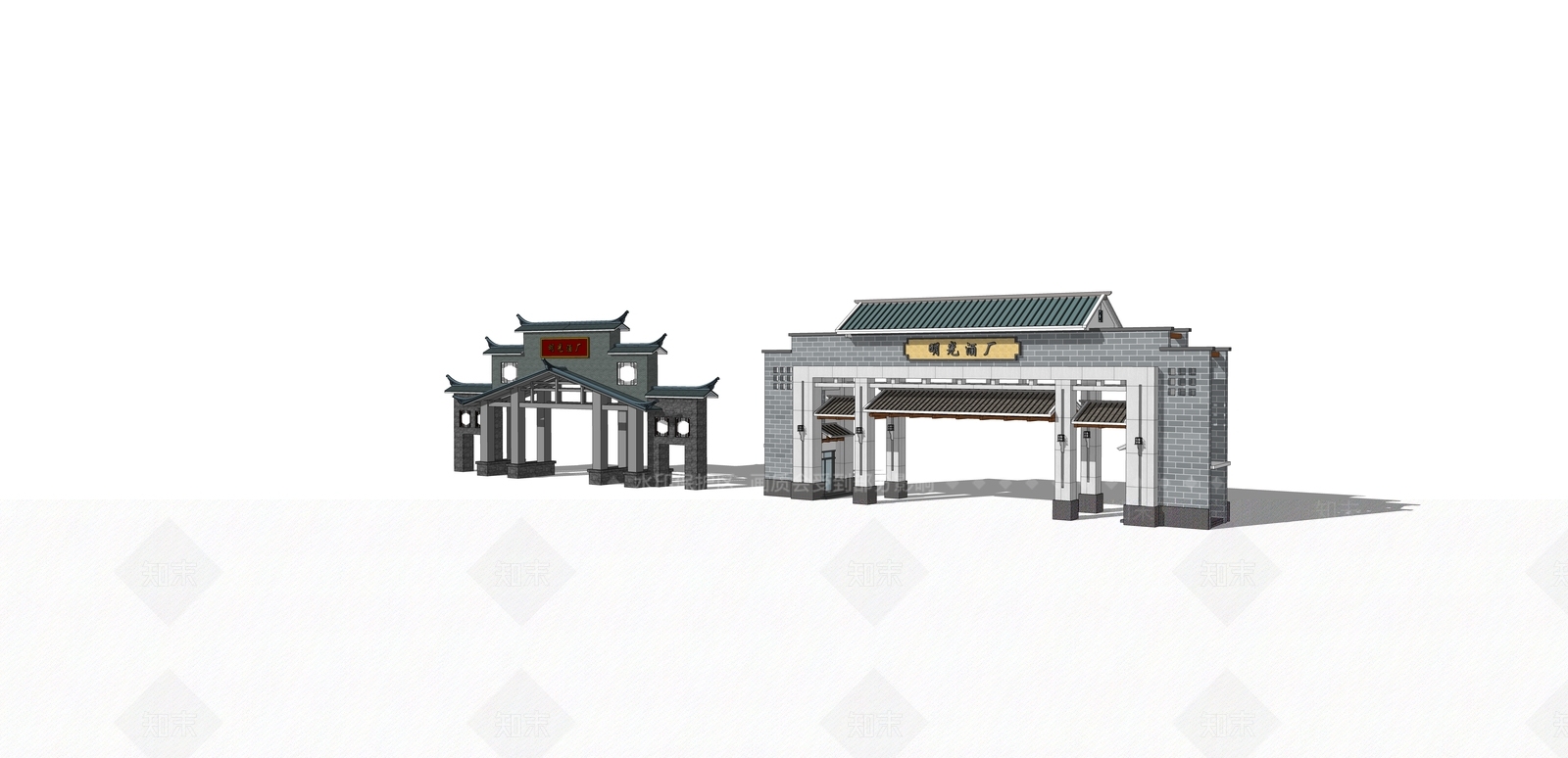 中式牌坊牌楼SU模型下载【ID:1106513607】