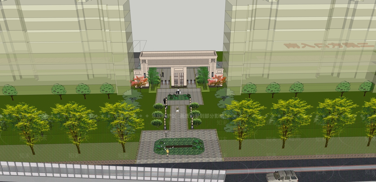 新古典小区大门SU模型下载【ID:1106513719】