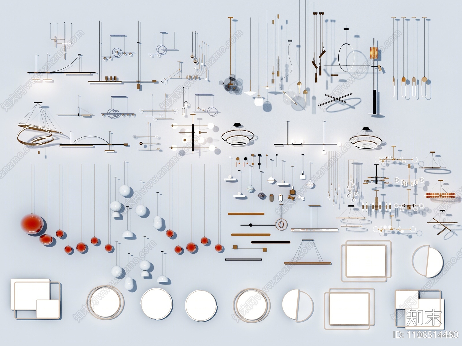 现代灯具组合3D模型下载【ID:1106514480】