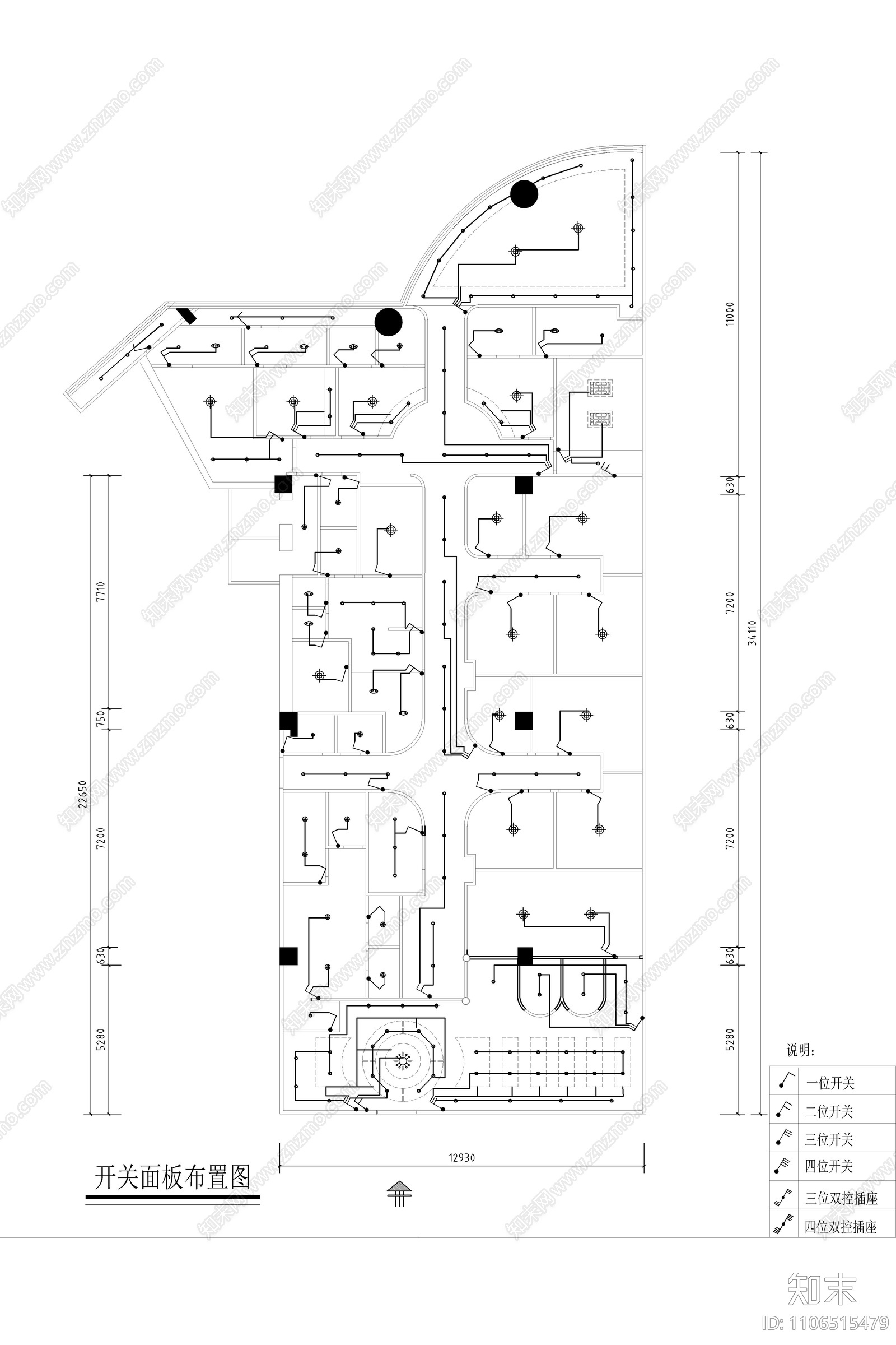 500㎡SPA美容会所cad施工图下载【ID:1106515479】