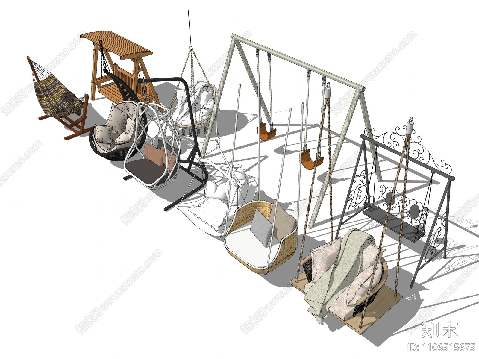 现代户外秋千椅SU模型下载【ID:1106515675】
