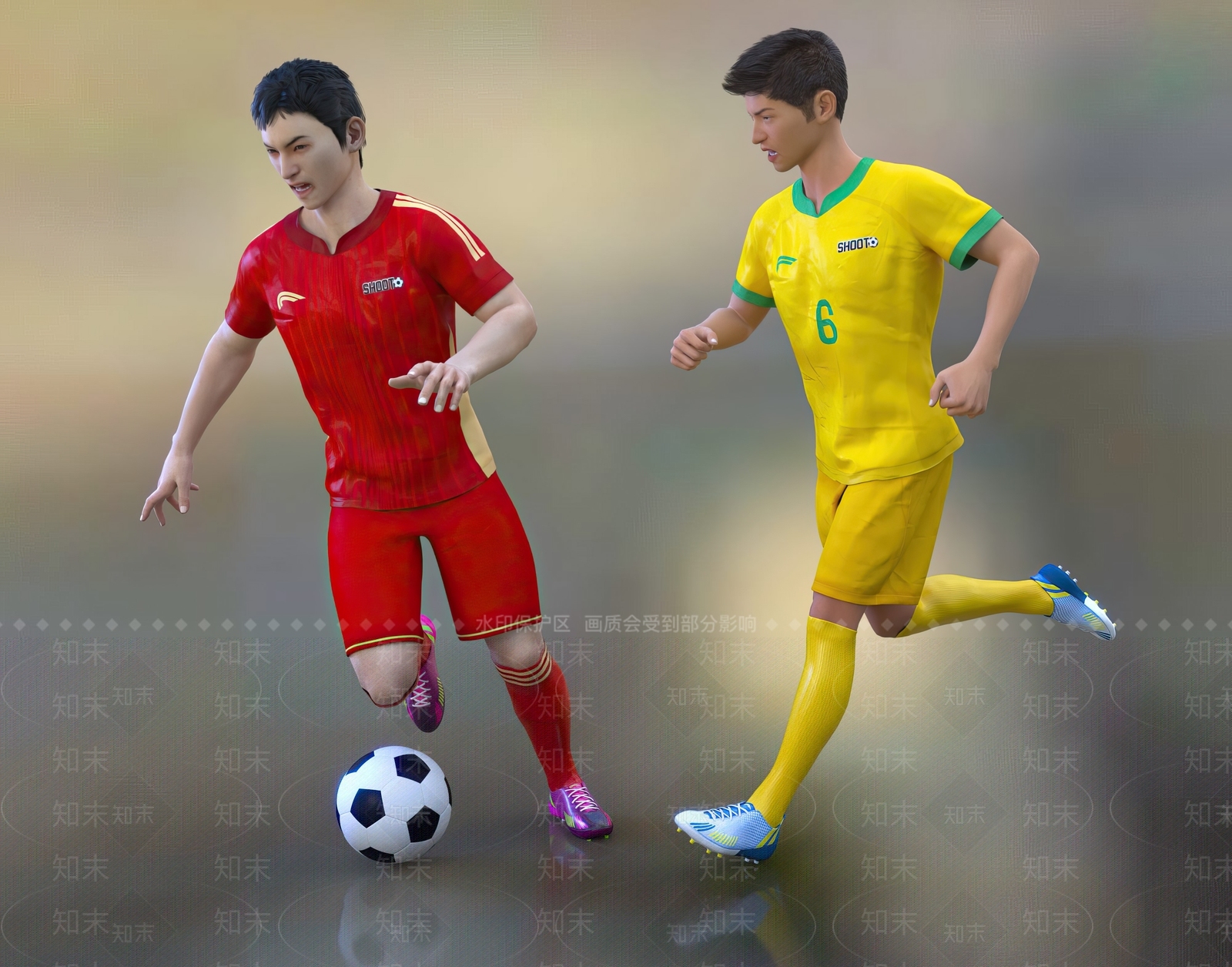 现代踢足球男人3D模型下载【ID:1106516999】