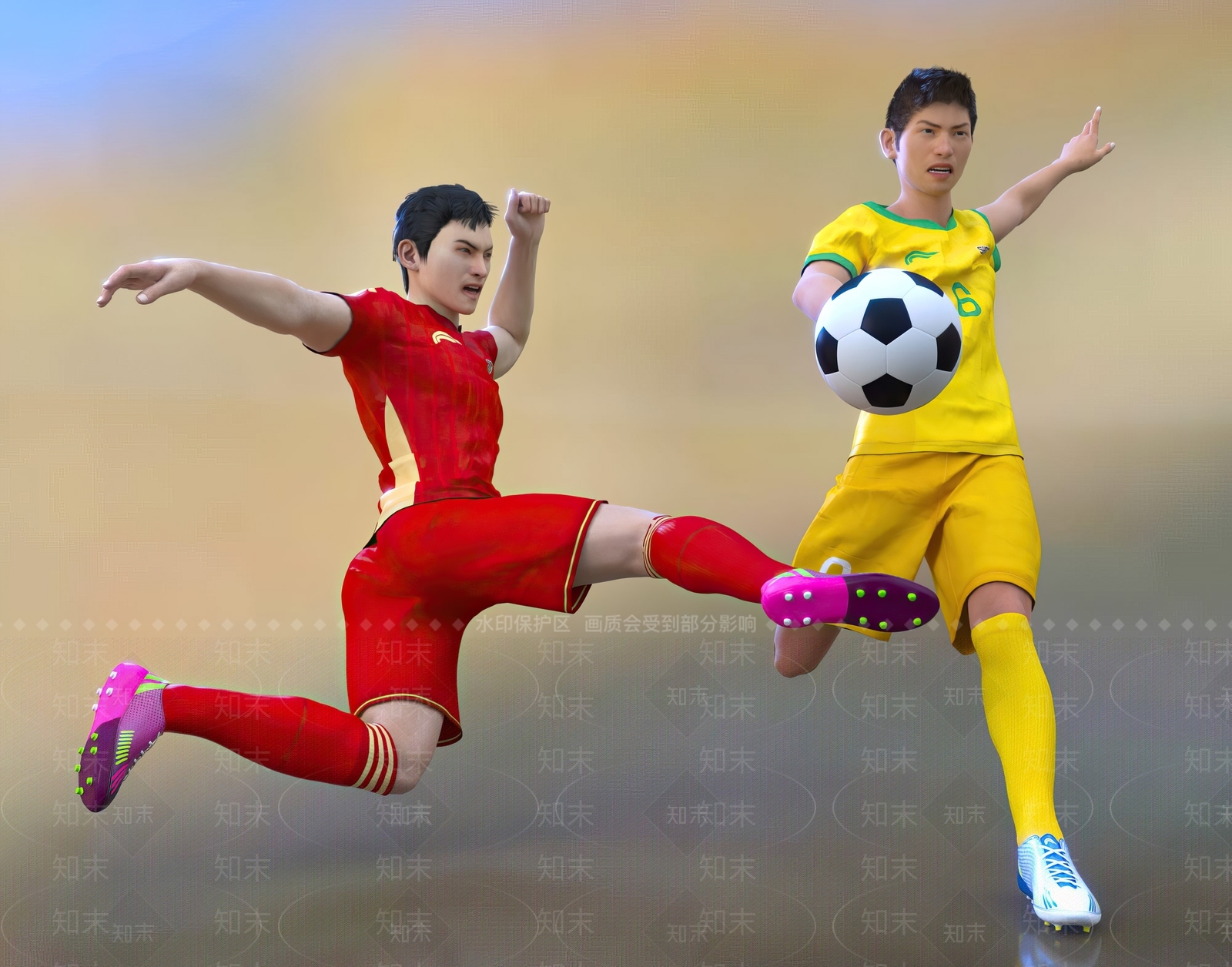 现代踢足球男人3D模型下载【ID:1106517094】