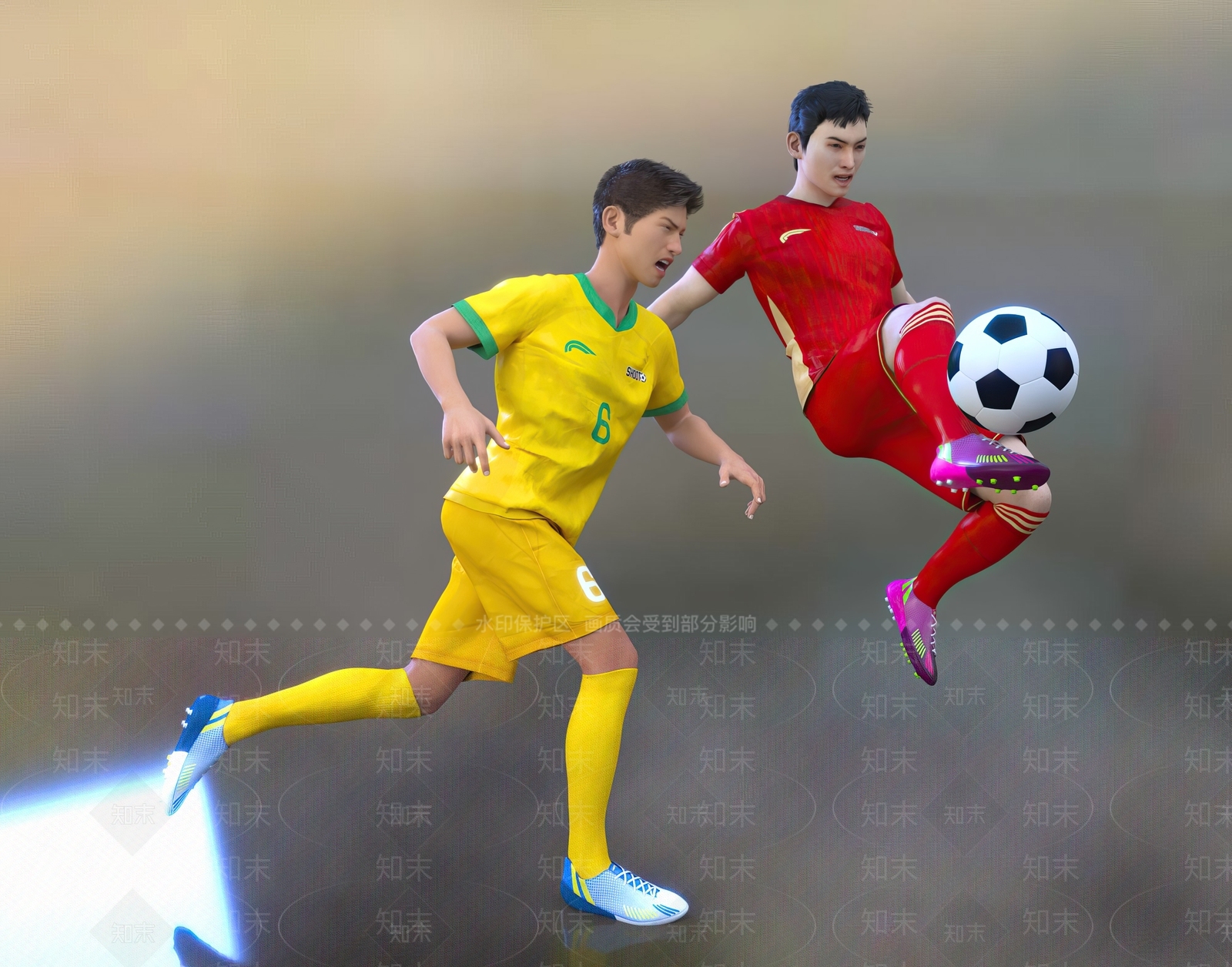 现代踢足球男人3D模型下载【ID:1106517055】