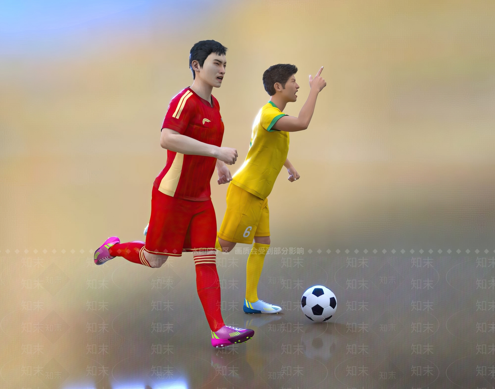 现代踢足球男人3D模型下载【ID:1106517088】