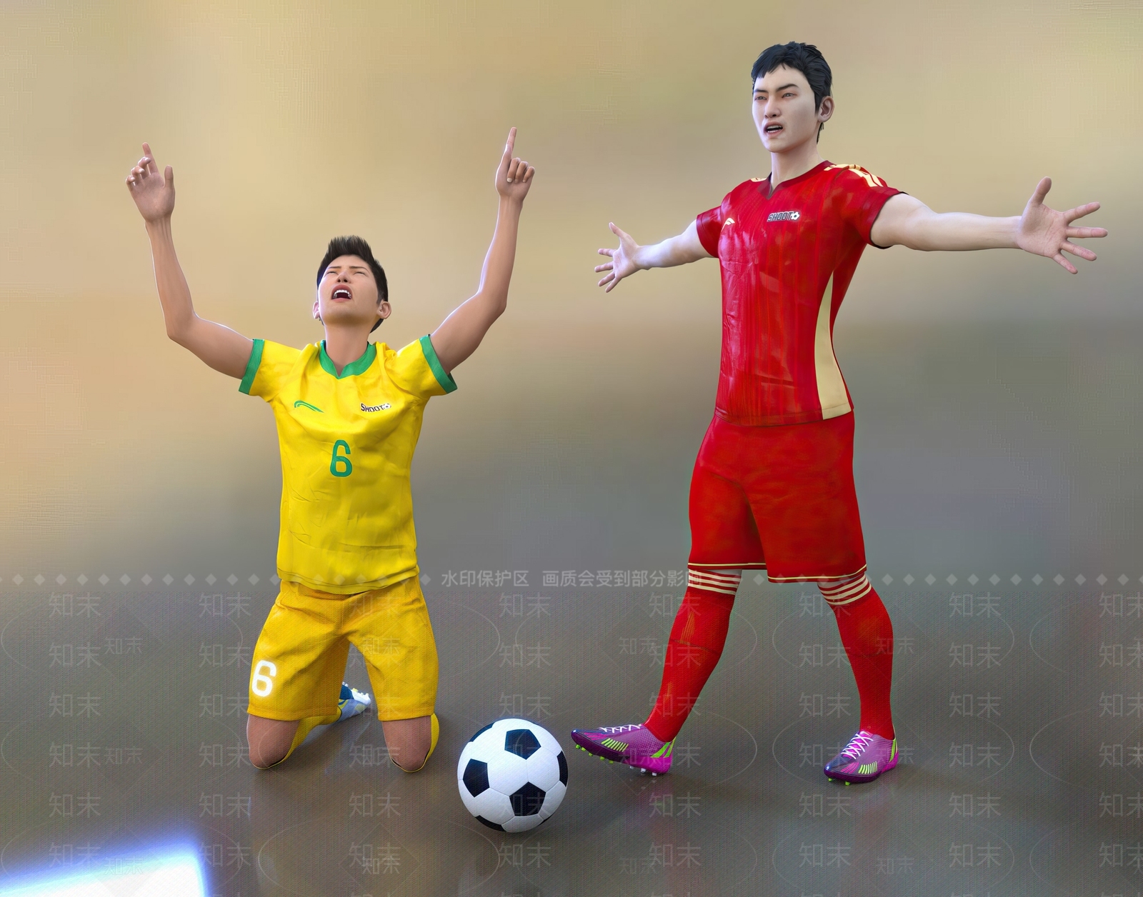 现代踢足球男人3D模型下载【ID:1106517190】