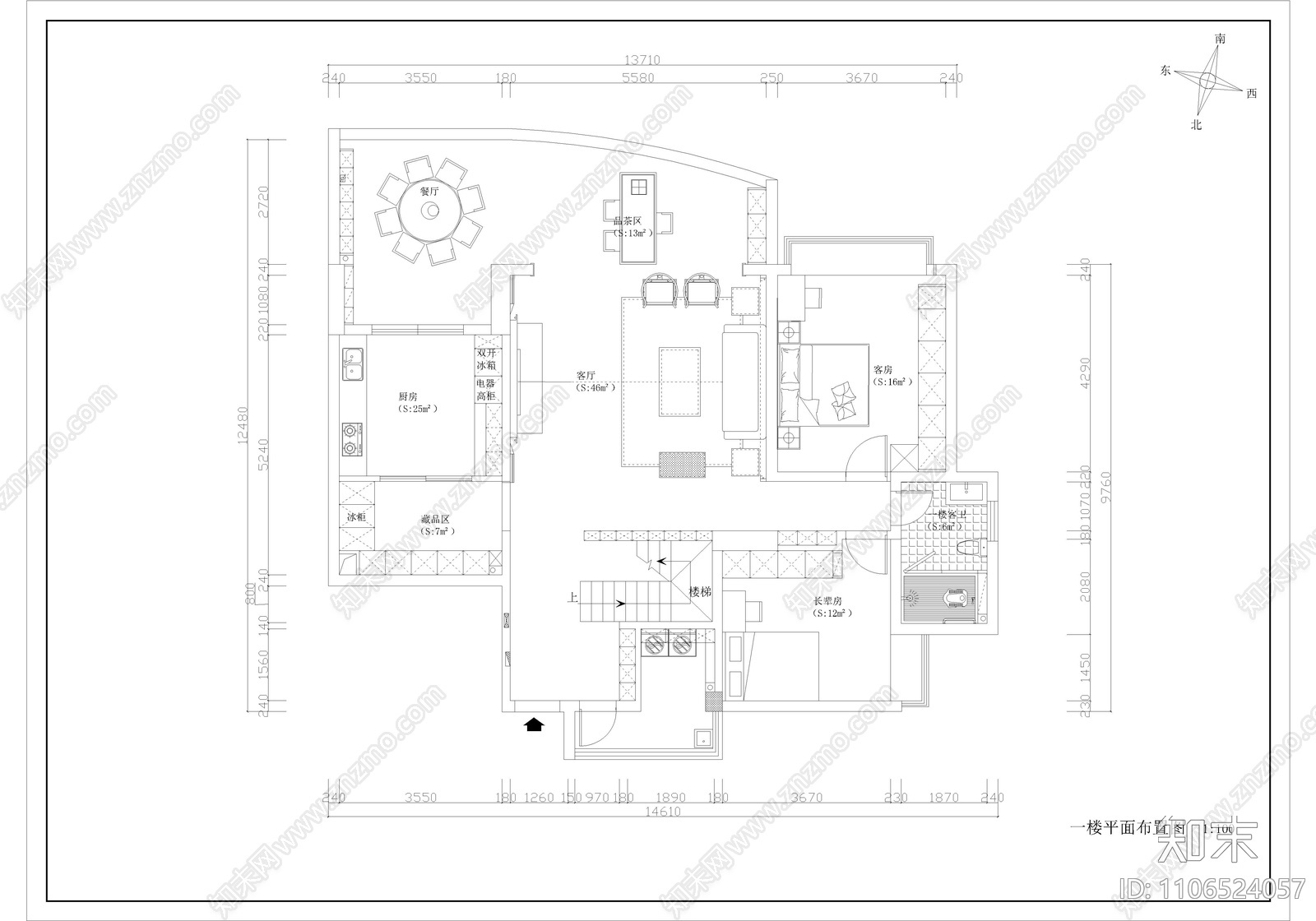 300平复式cad施工图下载【ID:1106524057】