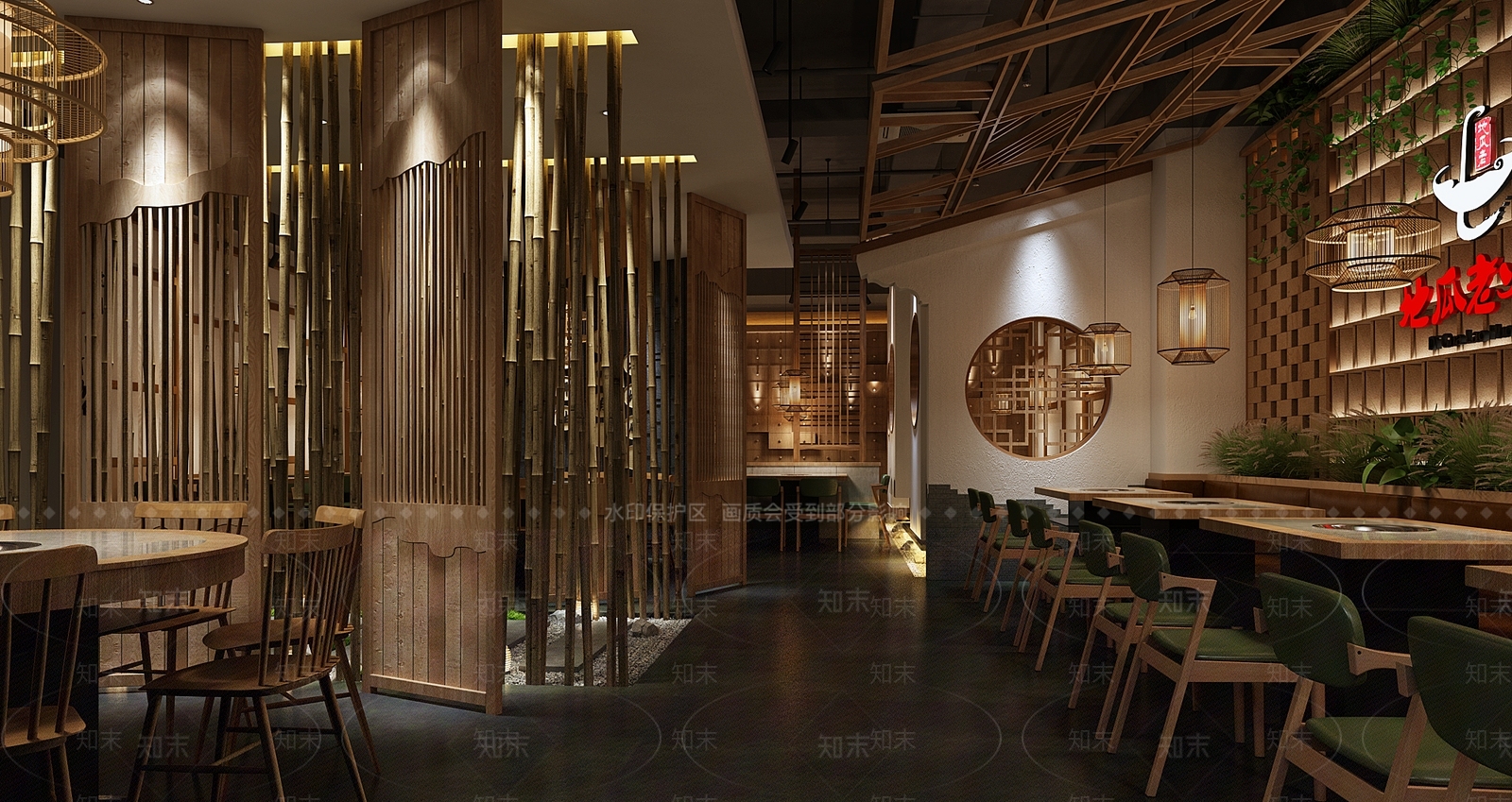 新中式火锅店3D模型下载【ID:1106524028】
