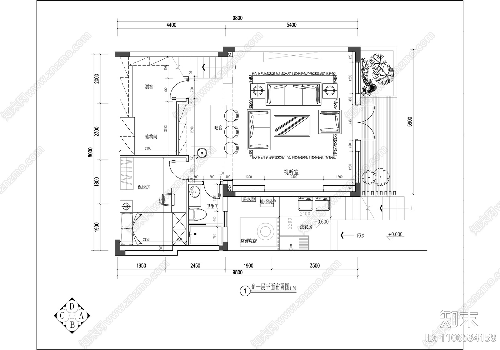 500㎡五层别墅施工图cad施工图下载【ID:1106534158】