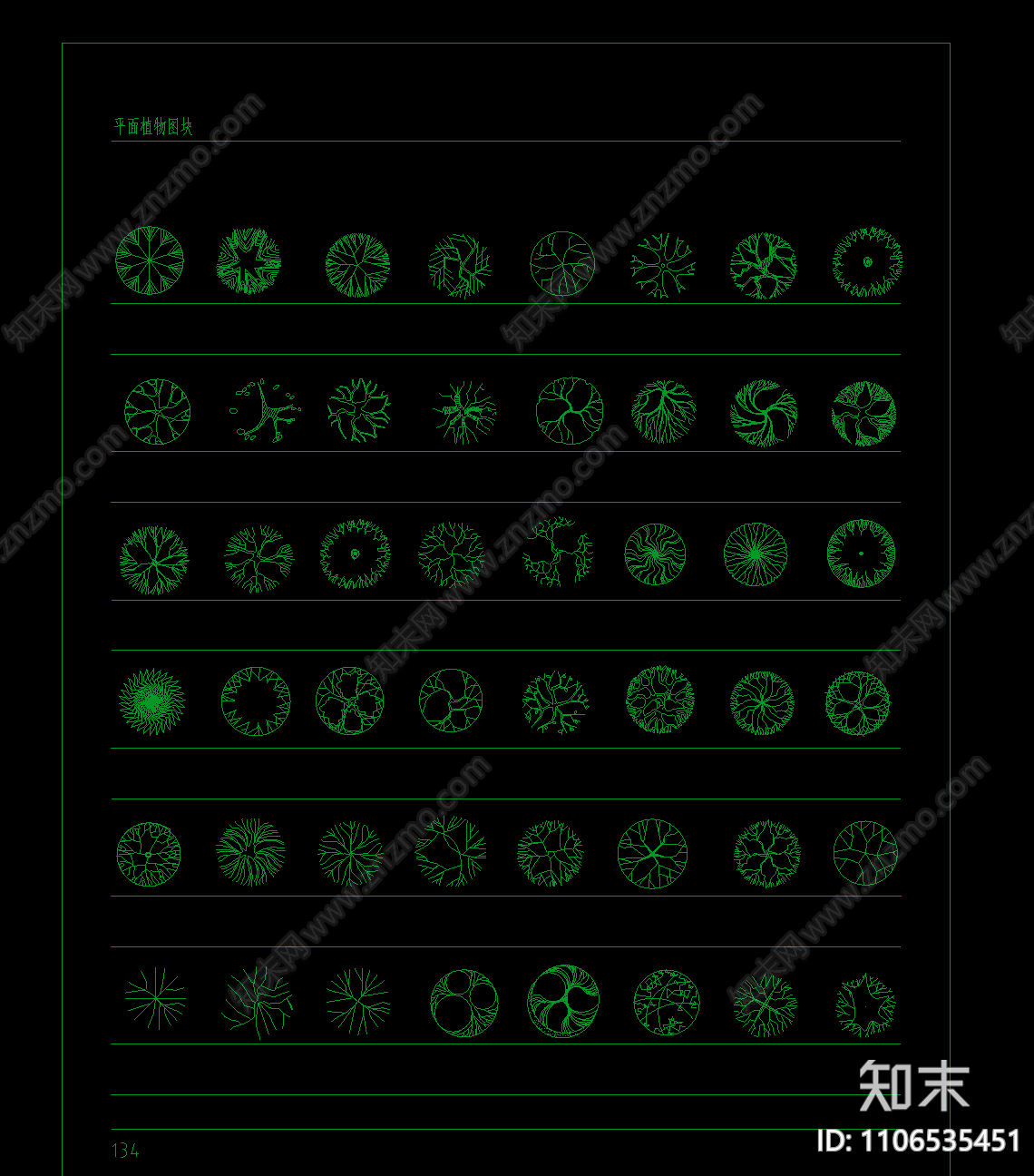 平面植物图块施工图下载【ID:1106535451】