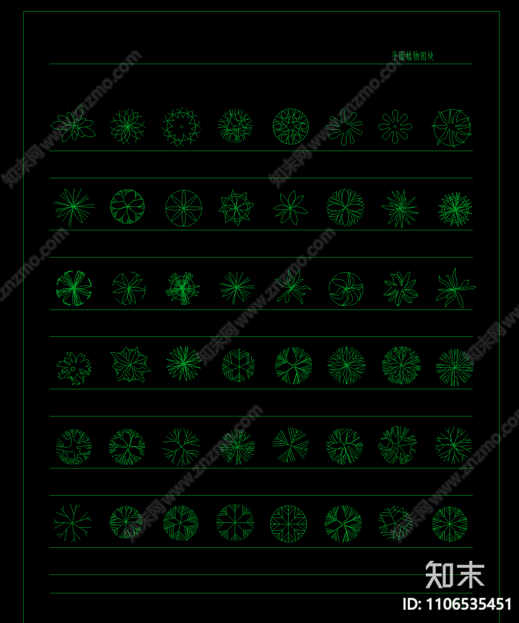 平面植物图块施工图下载【ID:1106535451】