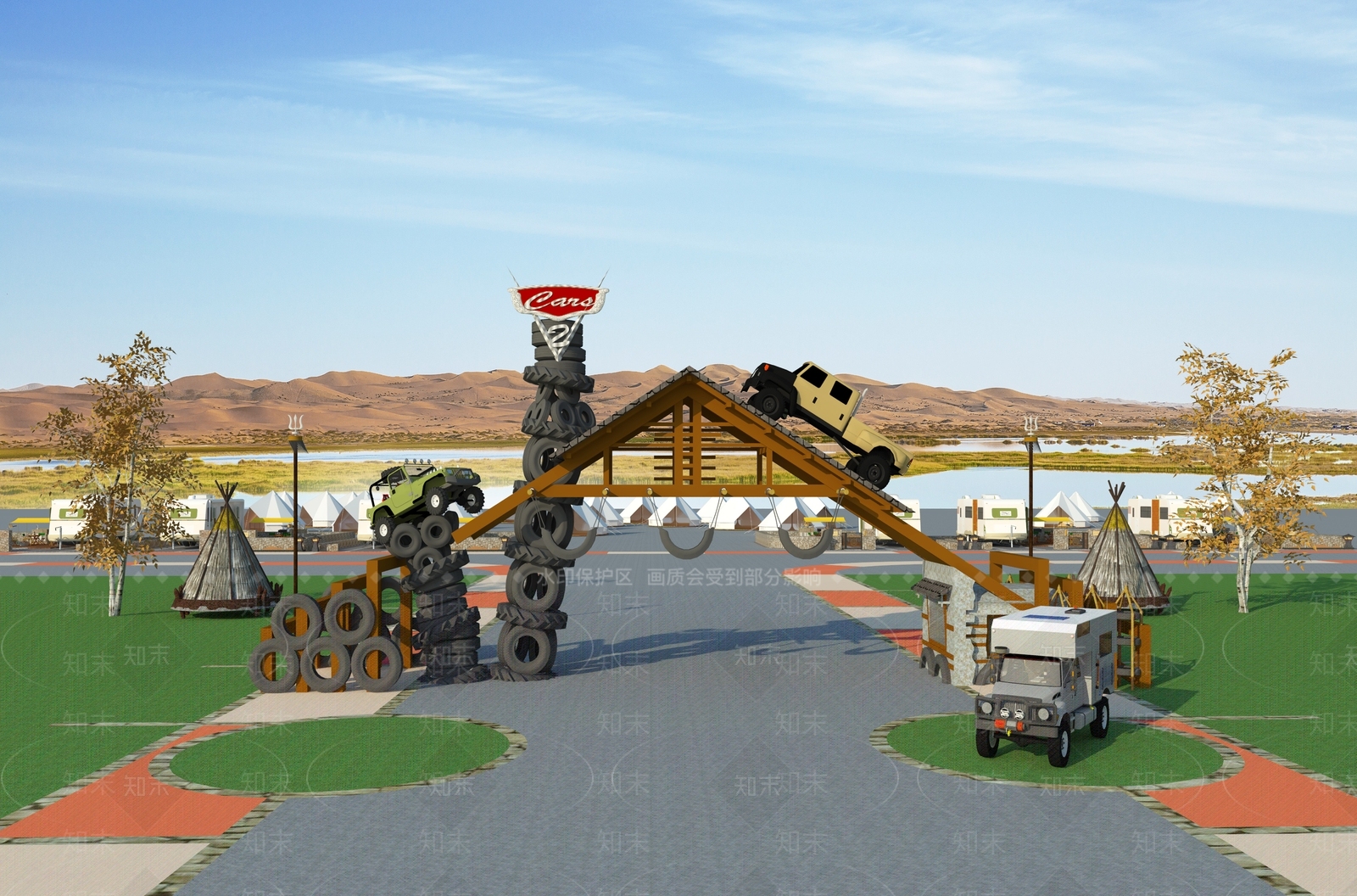 现代汽车公园越野基地SU模型下载【ID:1106538260】