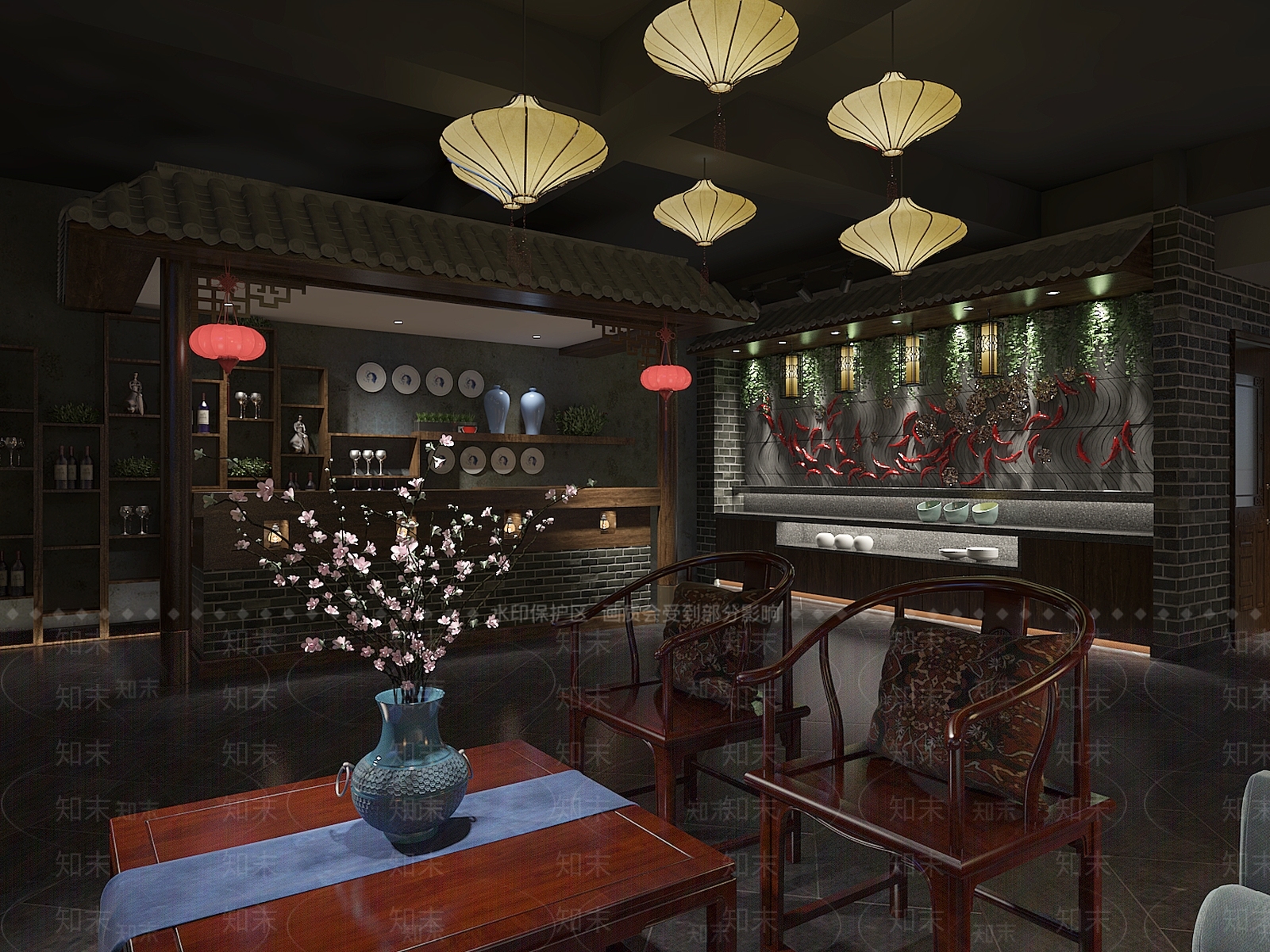 新中式火锅店3D模型下载【ID:1106540728】