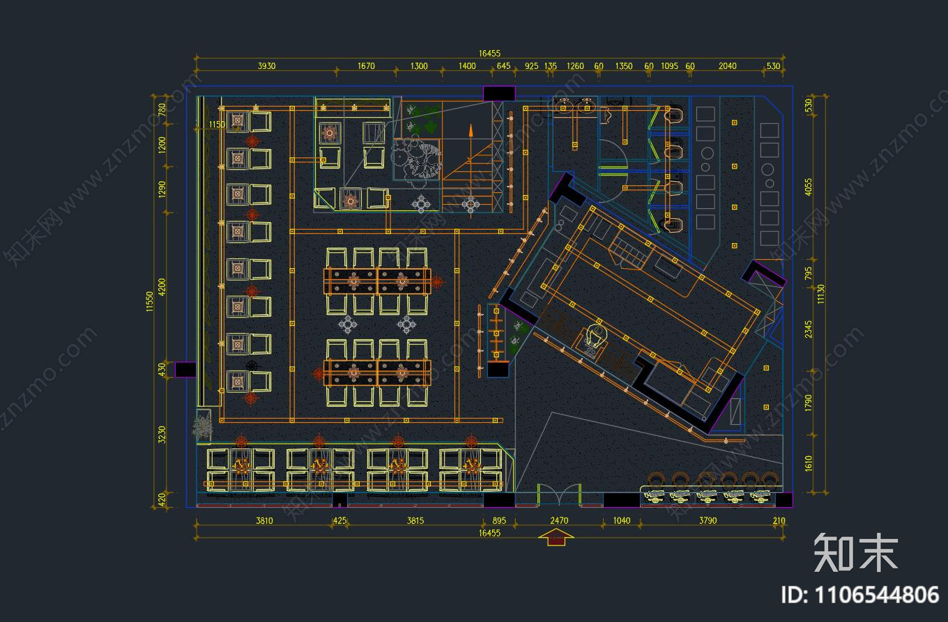 咖啡店cad施工图下载【ID:1106544806】