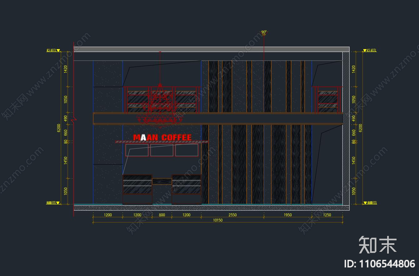 咖啡店cad施工图下载【ID:1106544806】