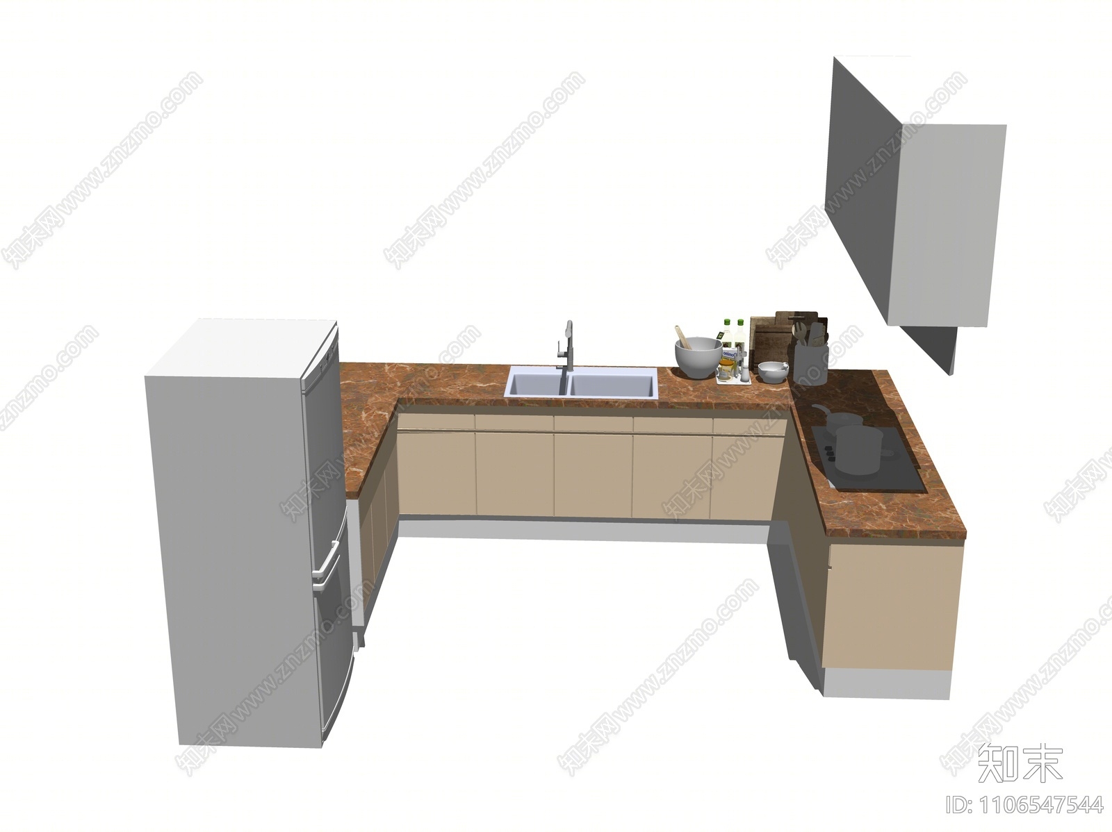 现代厨房台面SU模型下载【ID:1106547544】