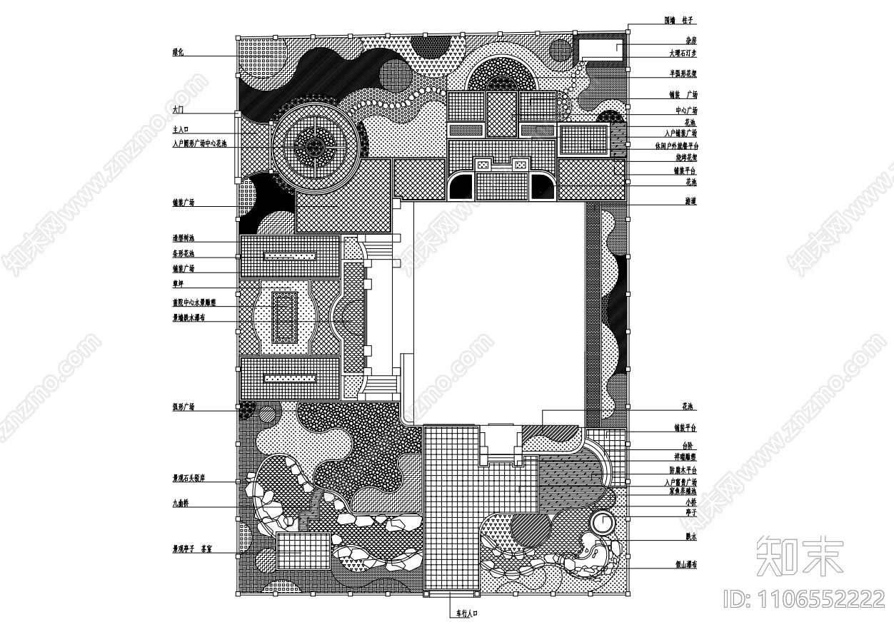 庭院景观cad施工图下载【ID:1106552222】