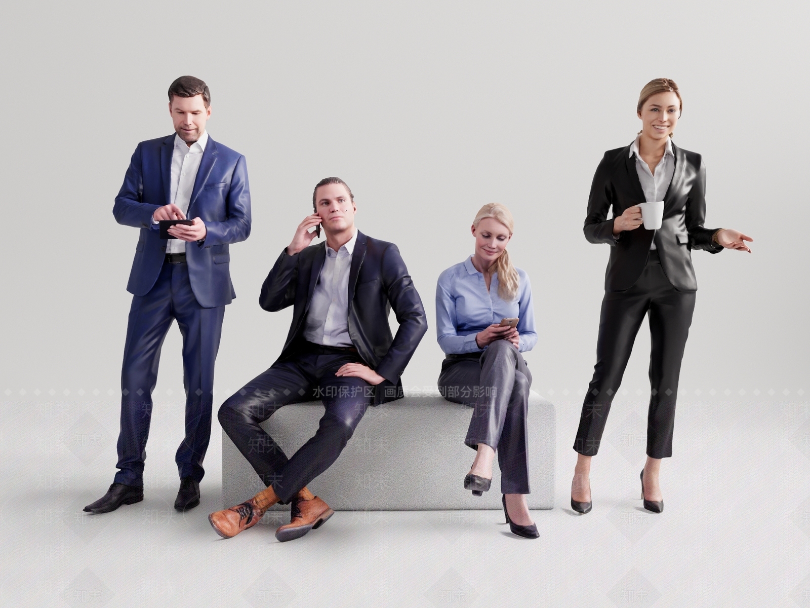 现代商务坐姿人物SU模型下载【ID:1106557369】